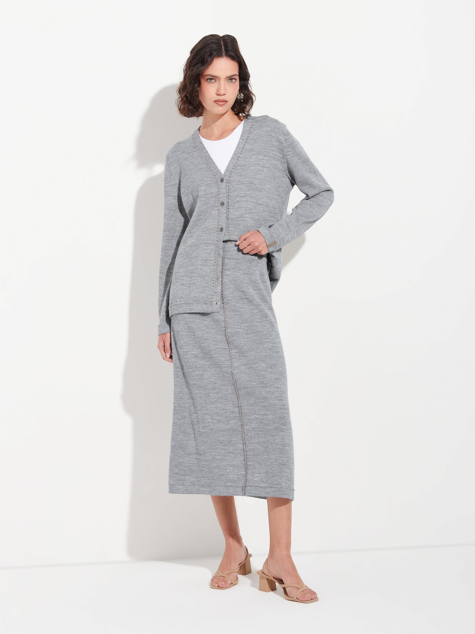 Brenda Card Cardigan Baby Alpaca Color Grey