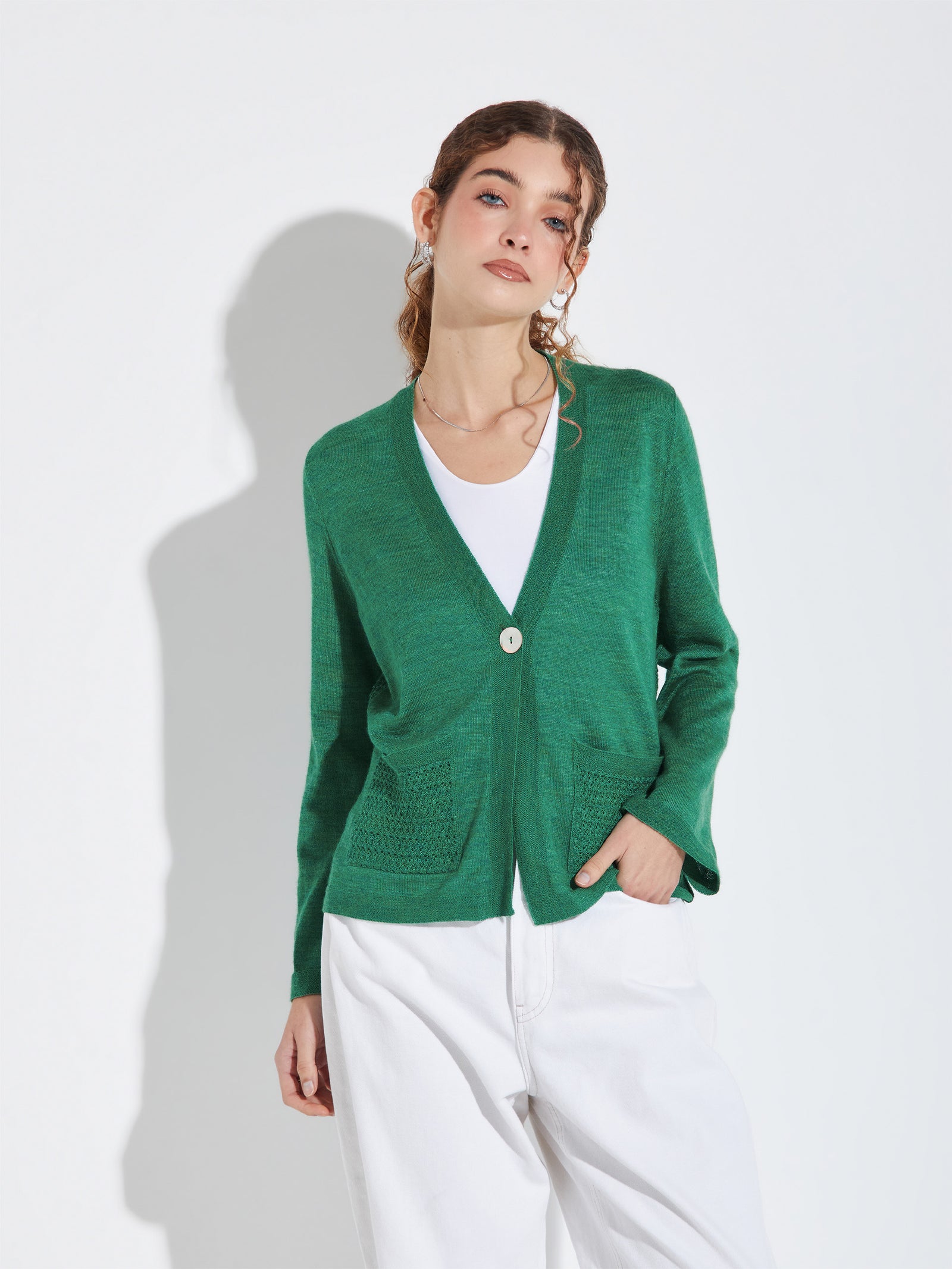 Cárdigan Zanzíbar Baby Alpaca Color Verde