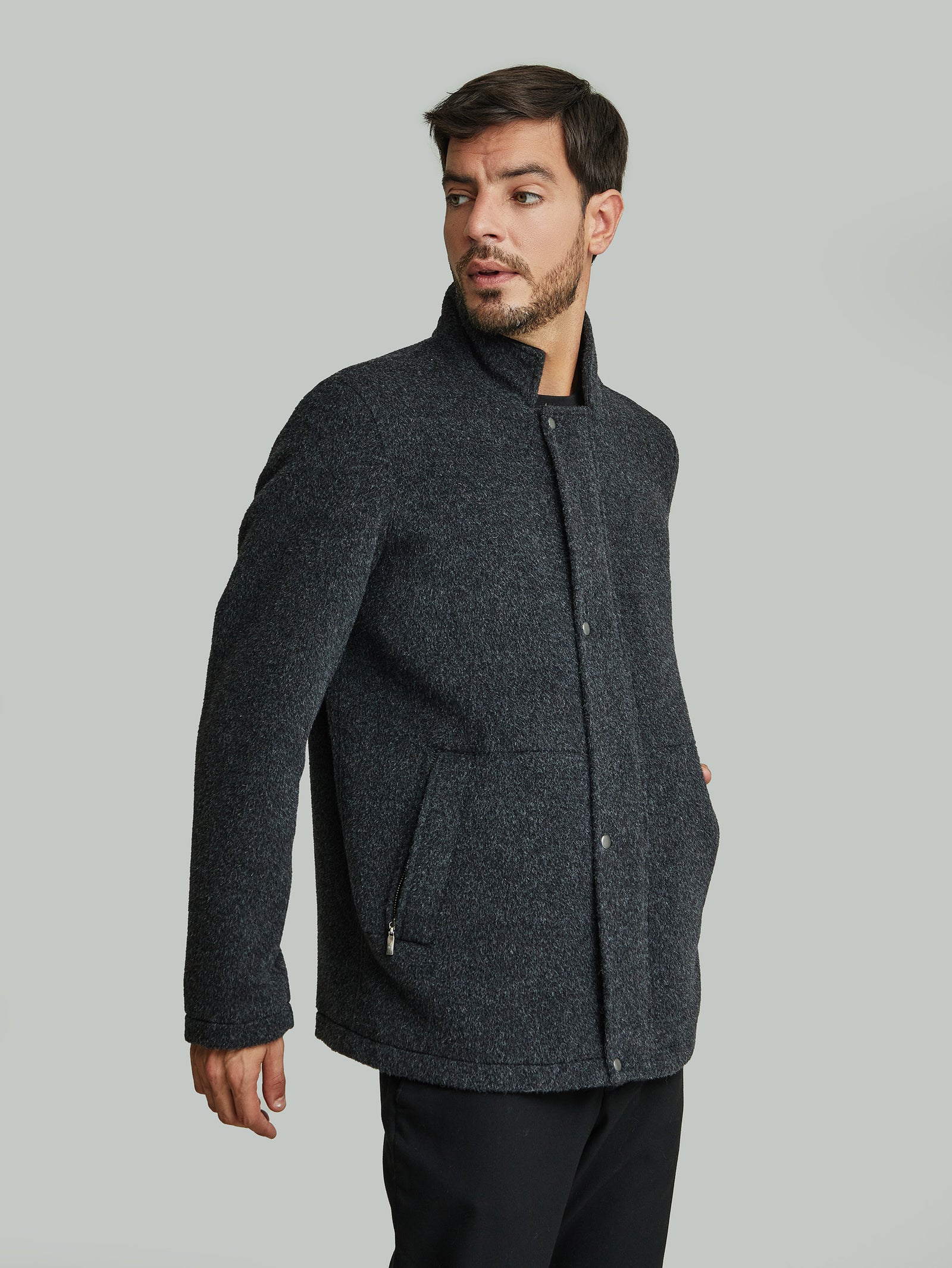 Yzar Coat Alpaca Color Black
