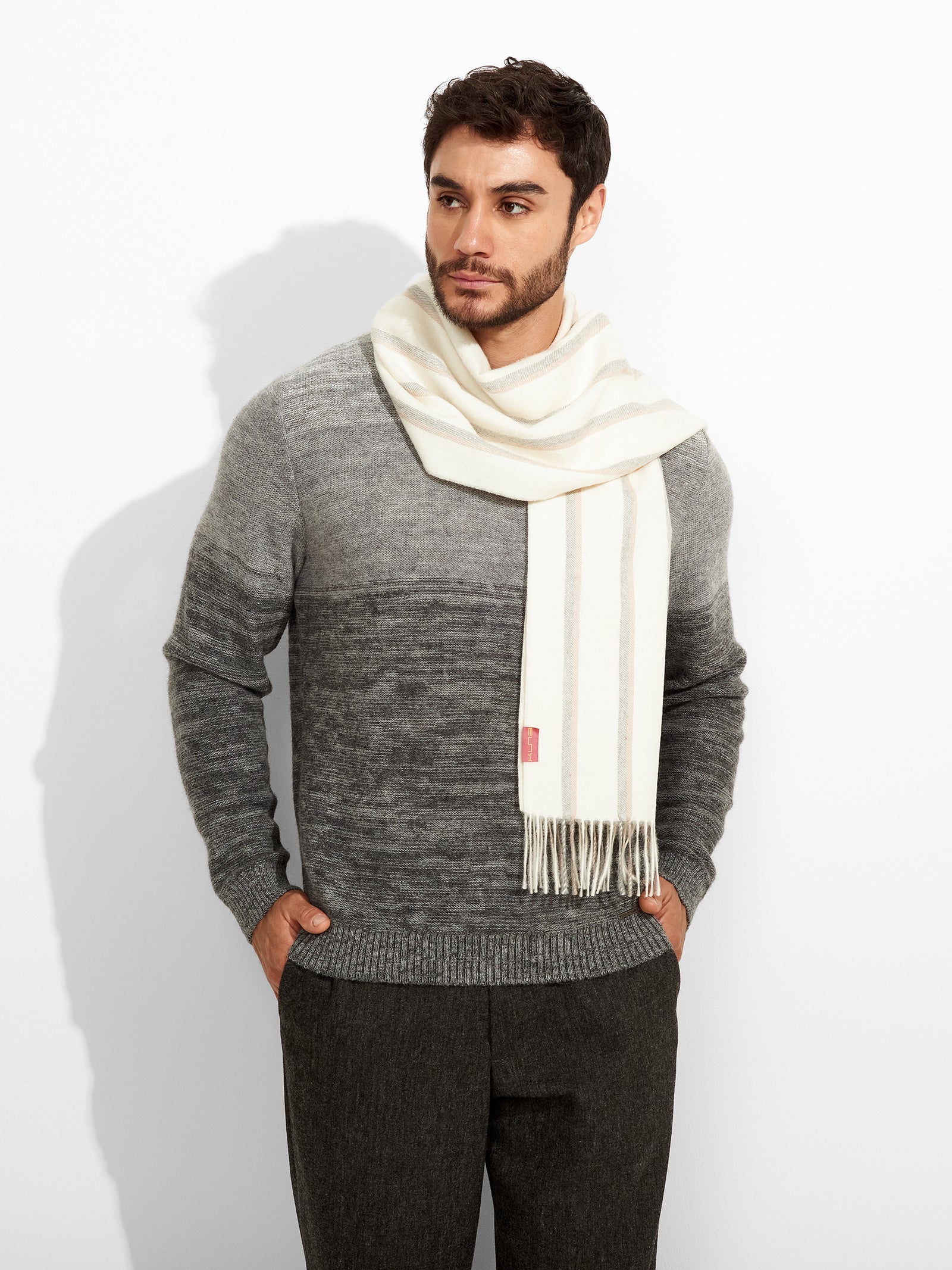 Fular de jean Baby Alpaca Color Crudo