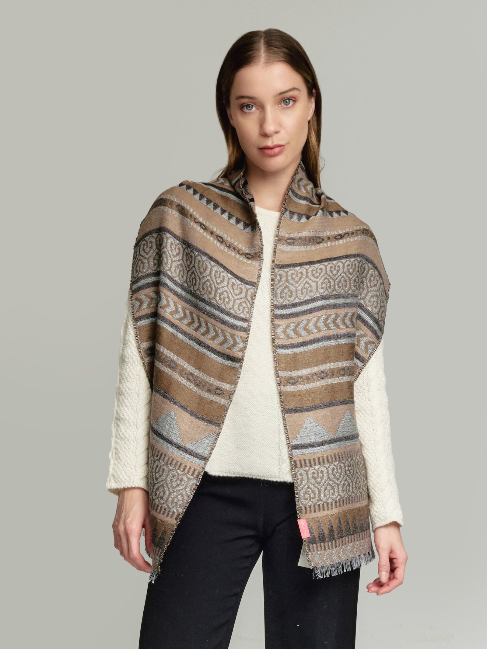 Yaranga Scarf Baby Alpaca Color Brown/Grey