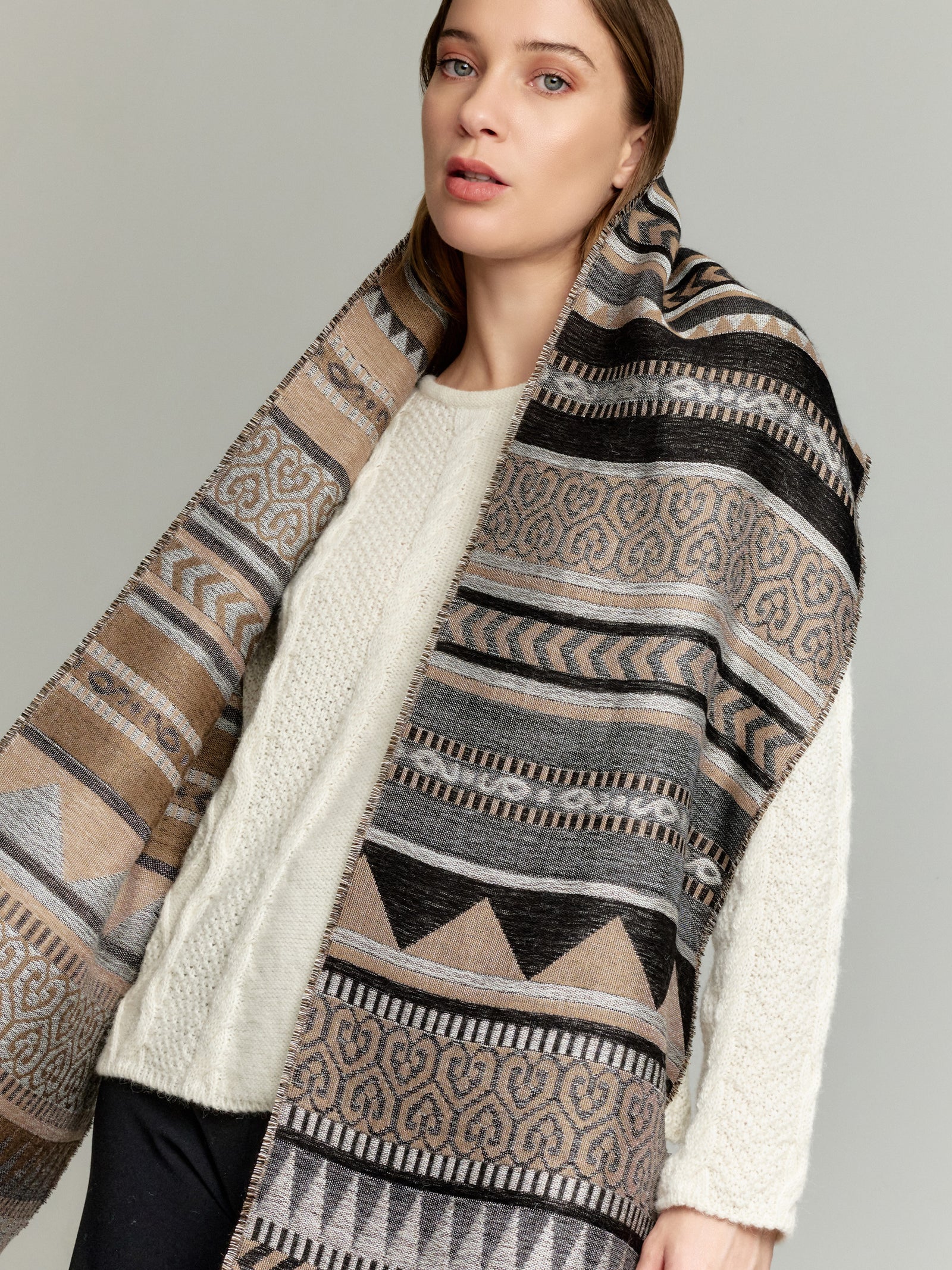 Yaranga Scarf Baby Alpaca Color Brown/Grey