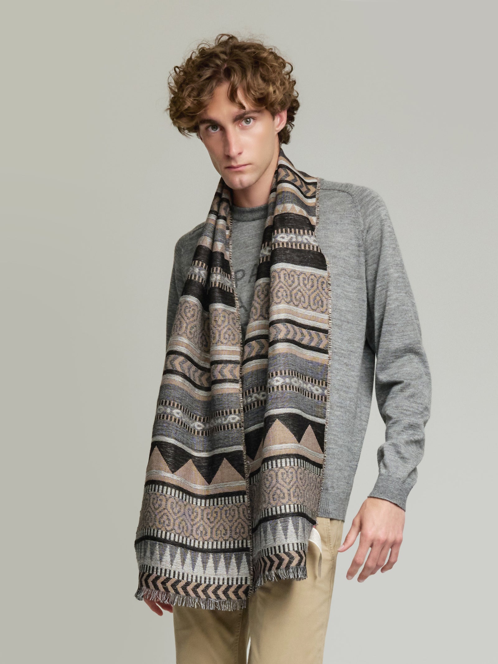 Yaranga Scarf Baby Alpaca Color Brown/Grey