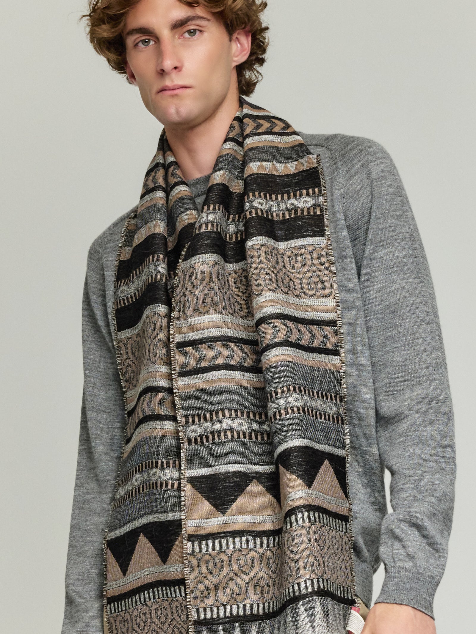 Yaranga Scarf Baby Alpaca Color Brown/Grey