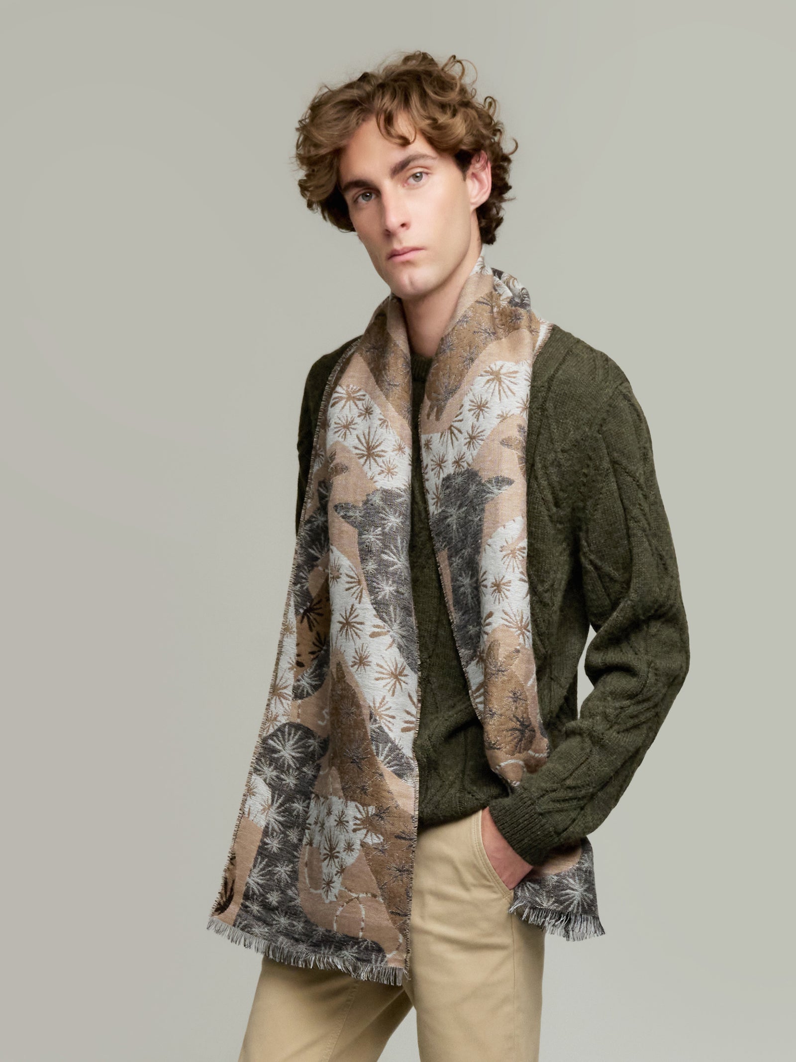 Yasu Scarf Baby Alpaca Color Brown/Grey