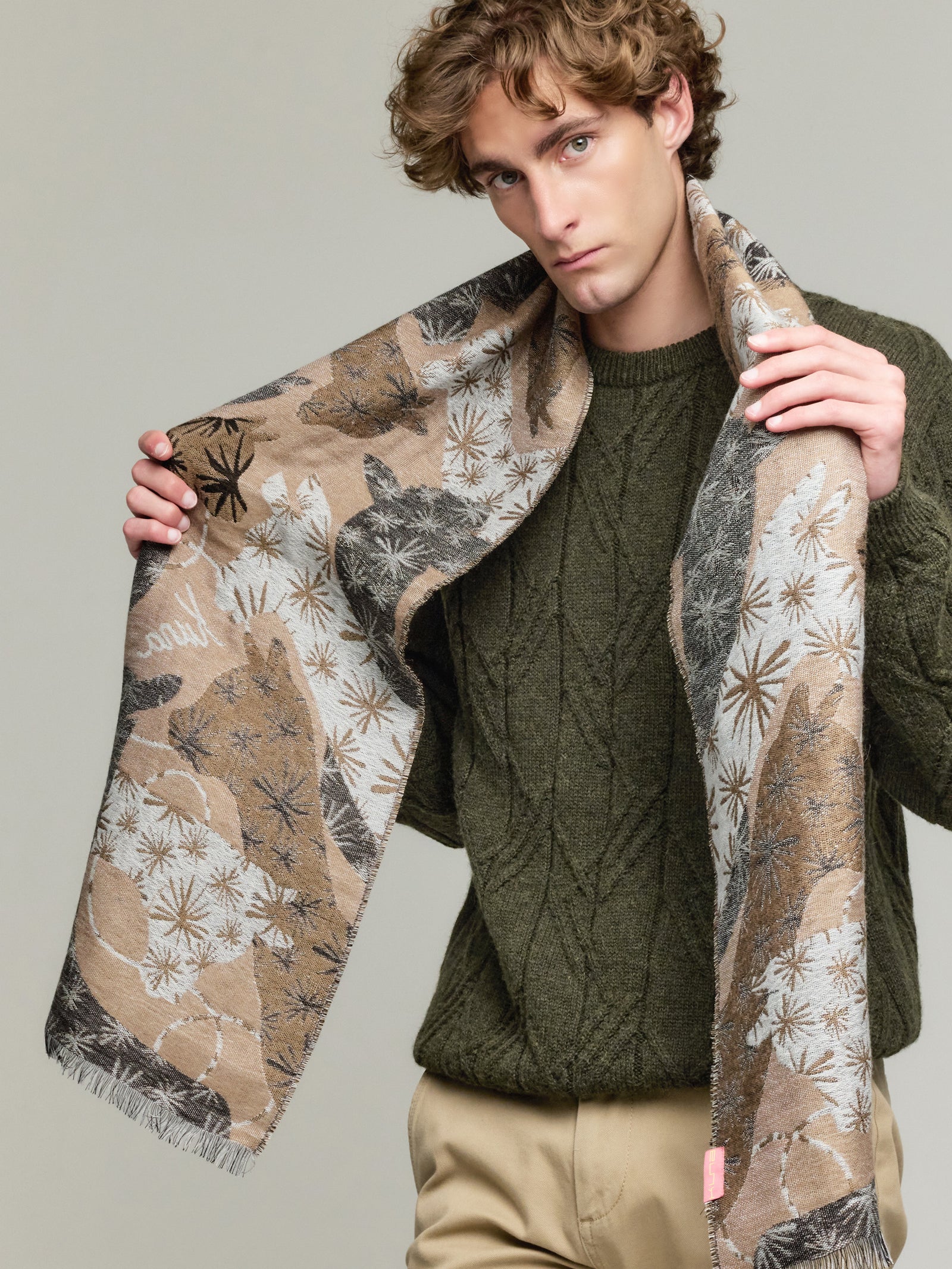Yasu Scarf Baby Alpaca Color Brown/Grey