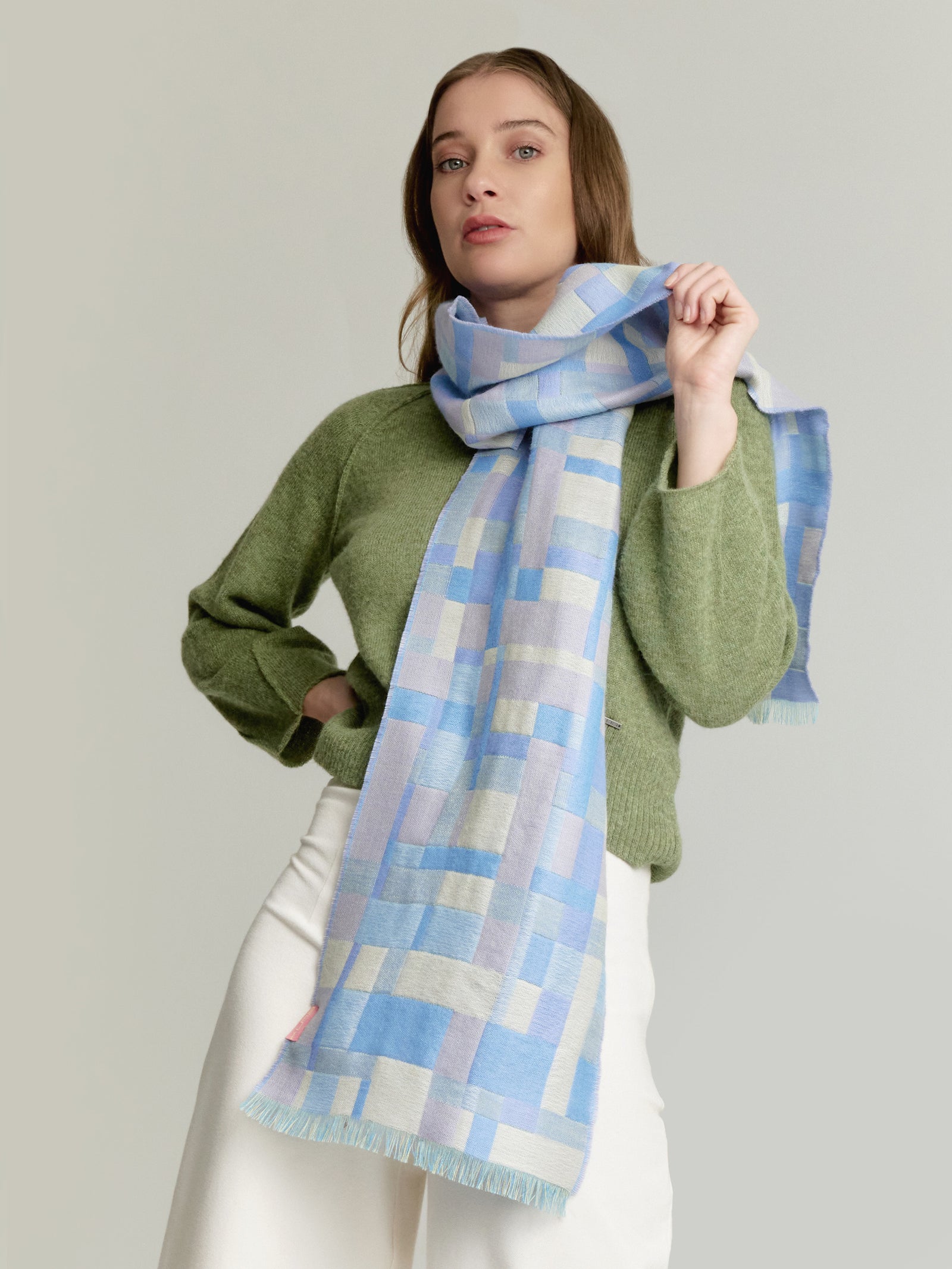 Yatuski Scarf Baby Alpaca Color Light Blue