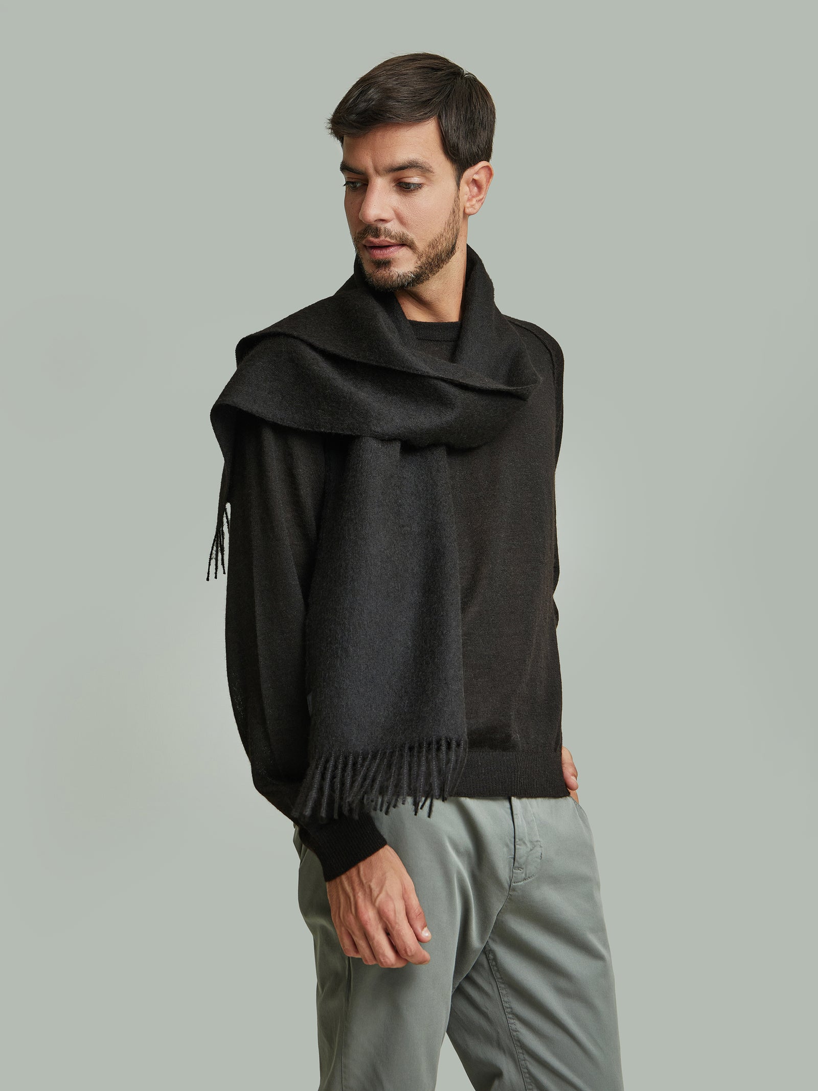 Before Scarf Baby Alpaca Black Color Black