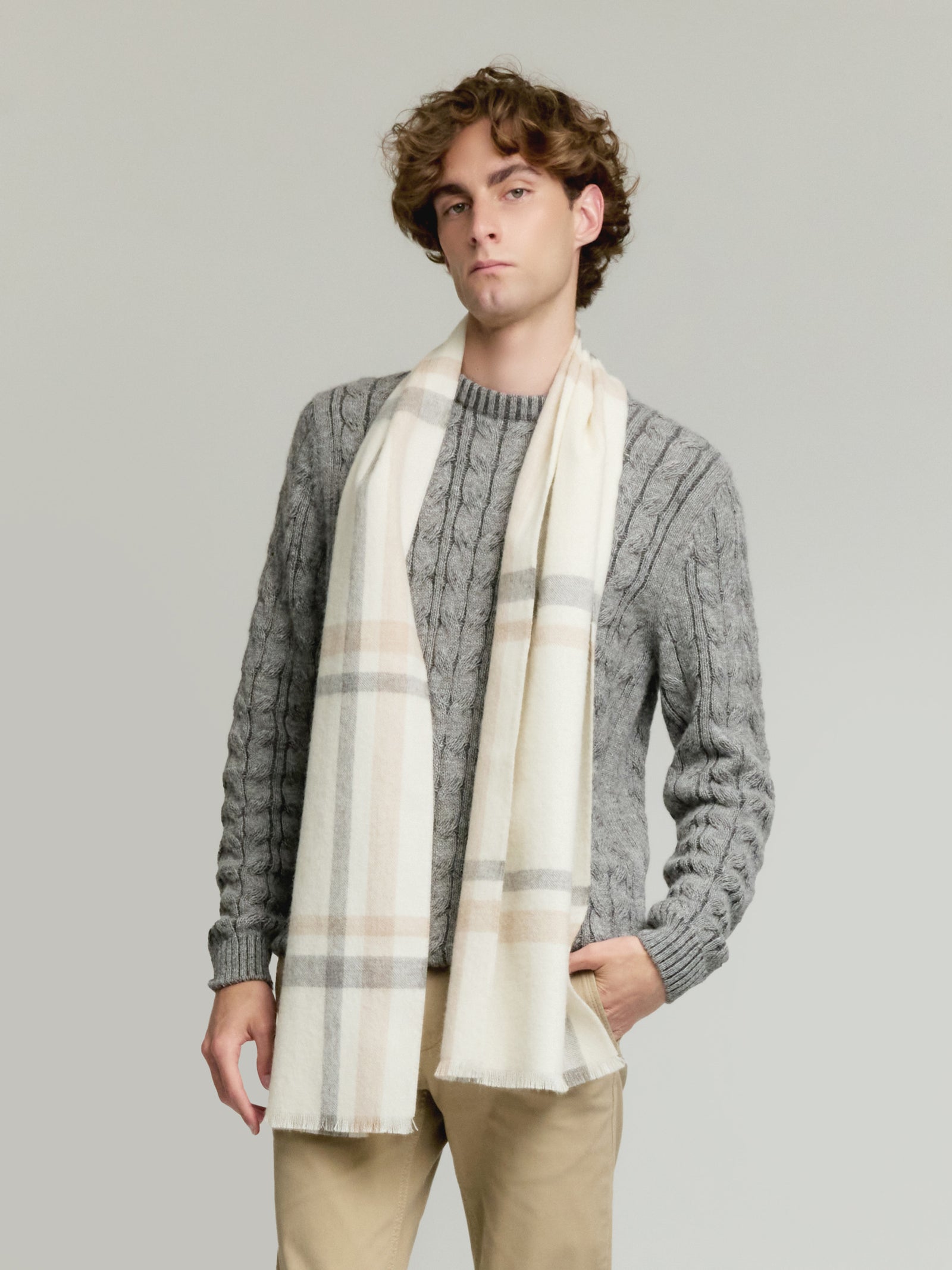 Vallejos Eco Scarf Baby Alpaca Color Ecru