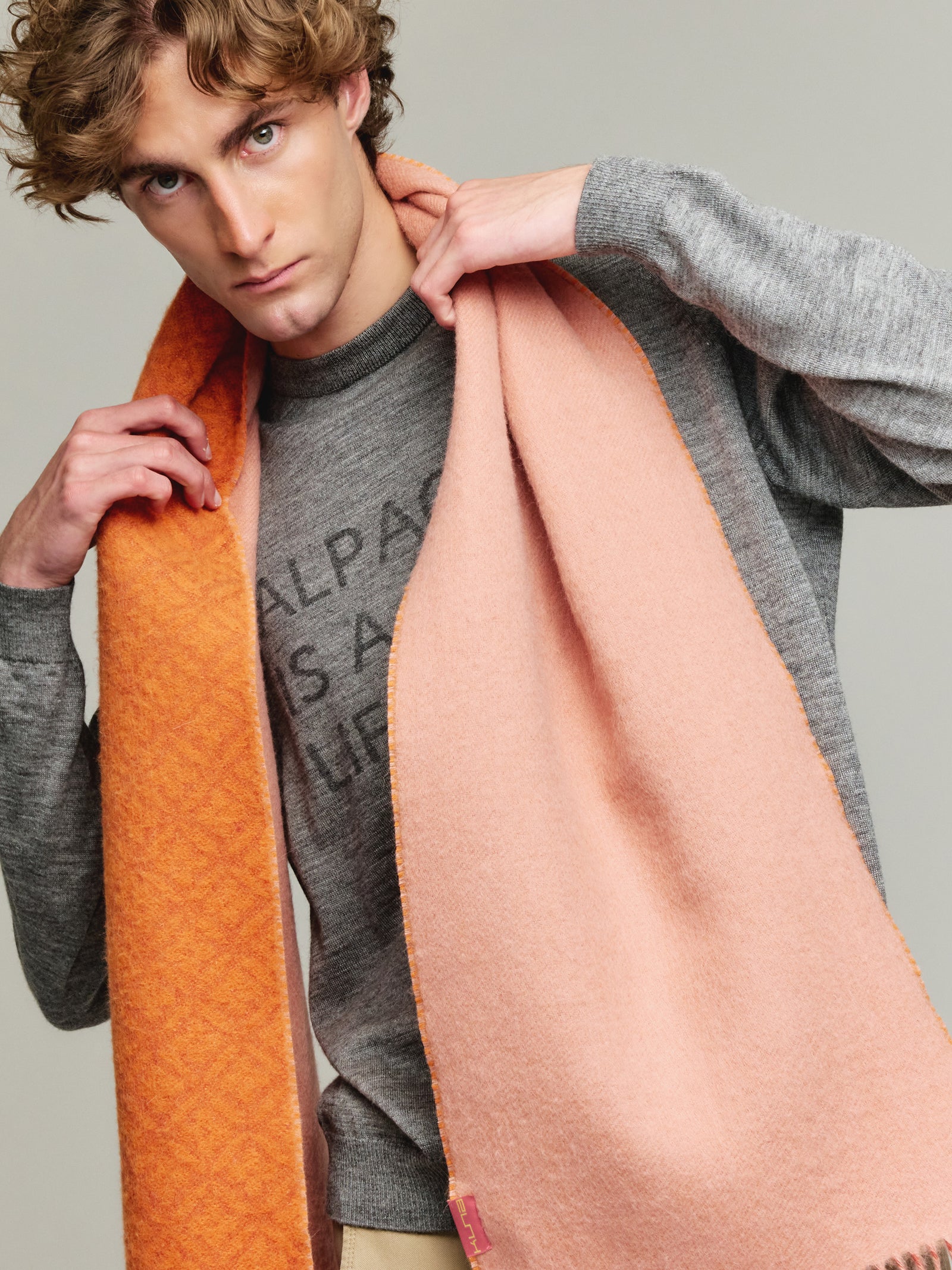 Yokey Scarf Baby Alpaca Color Orange