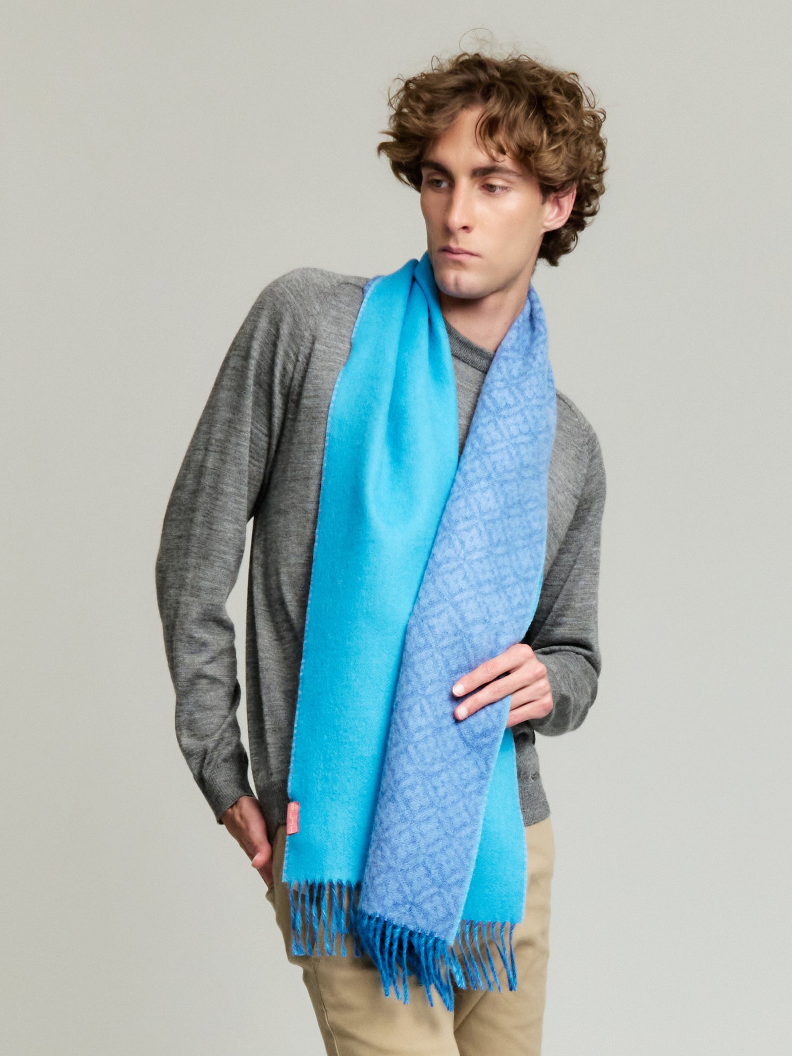 Yokey Scarf Baby Alpaca Color Blue