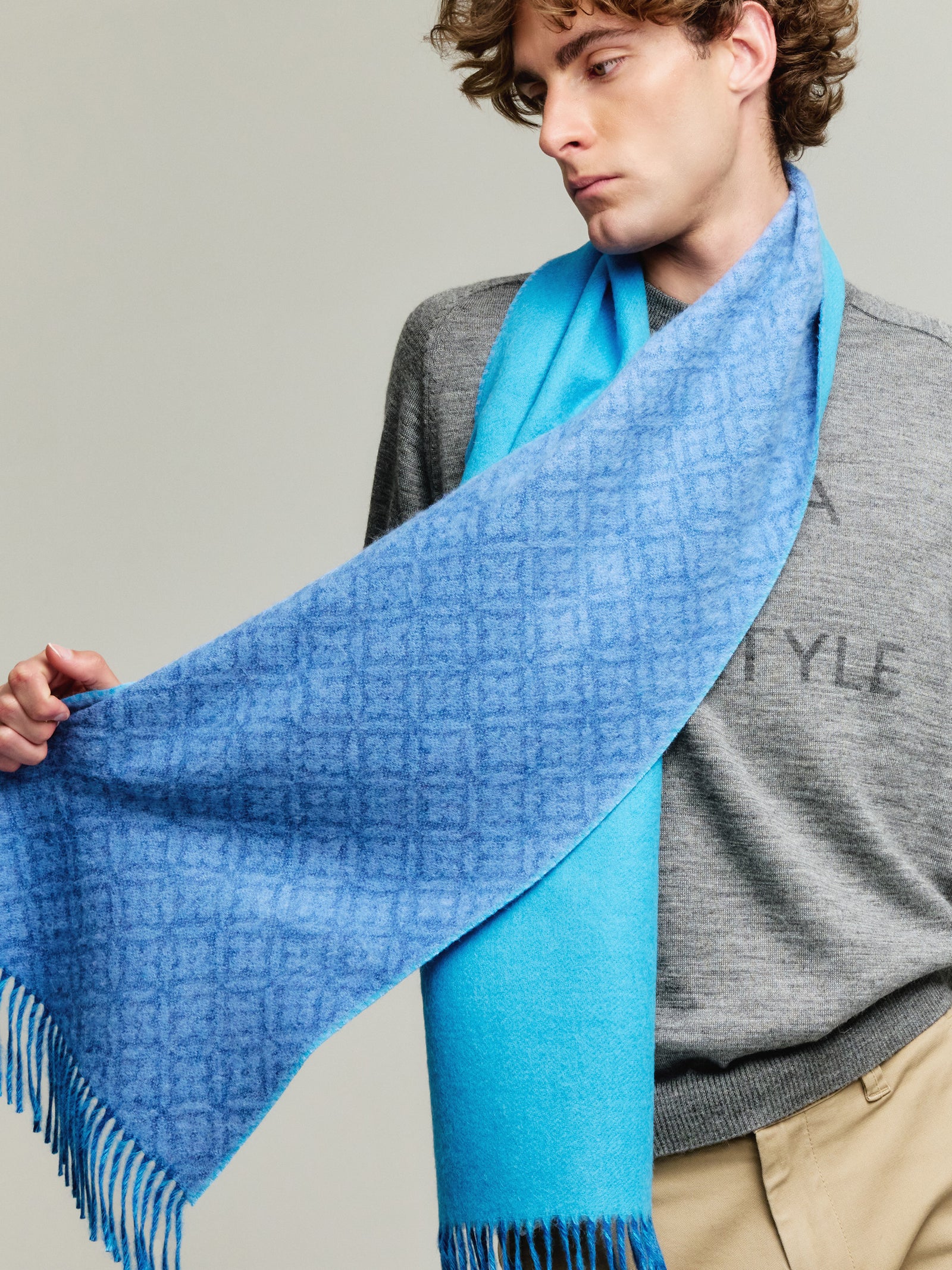 Yokey Scarf Baby Alpaca Color Blue