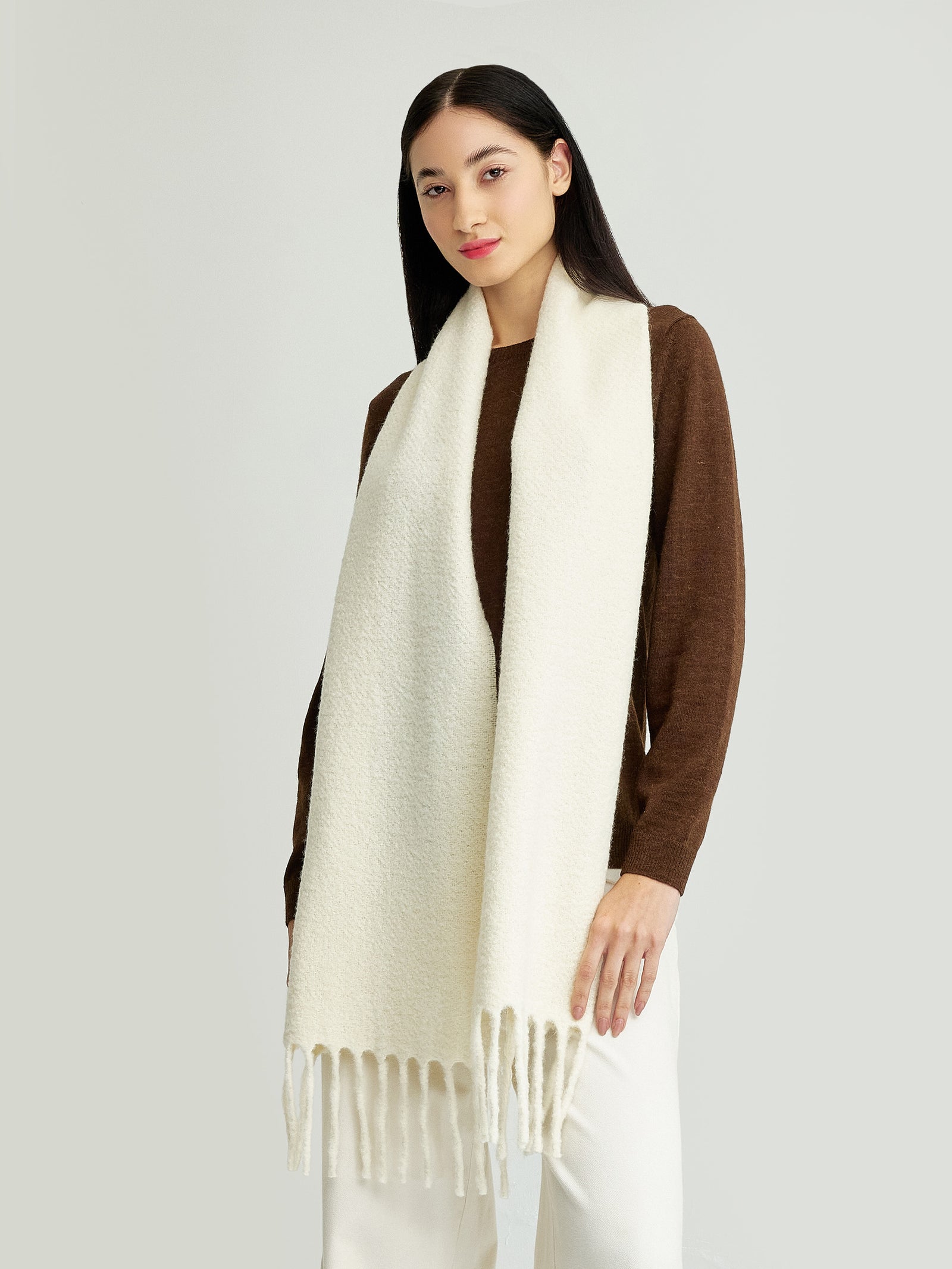 Yamileth Scarf Baby Alpaca & Wool Color Ecru