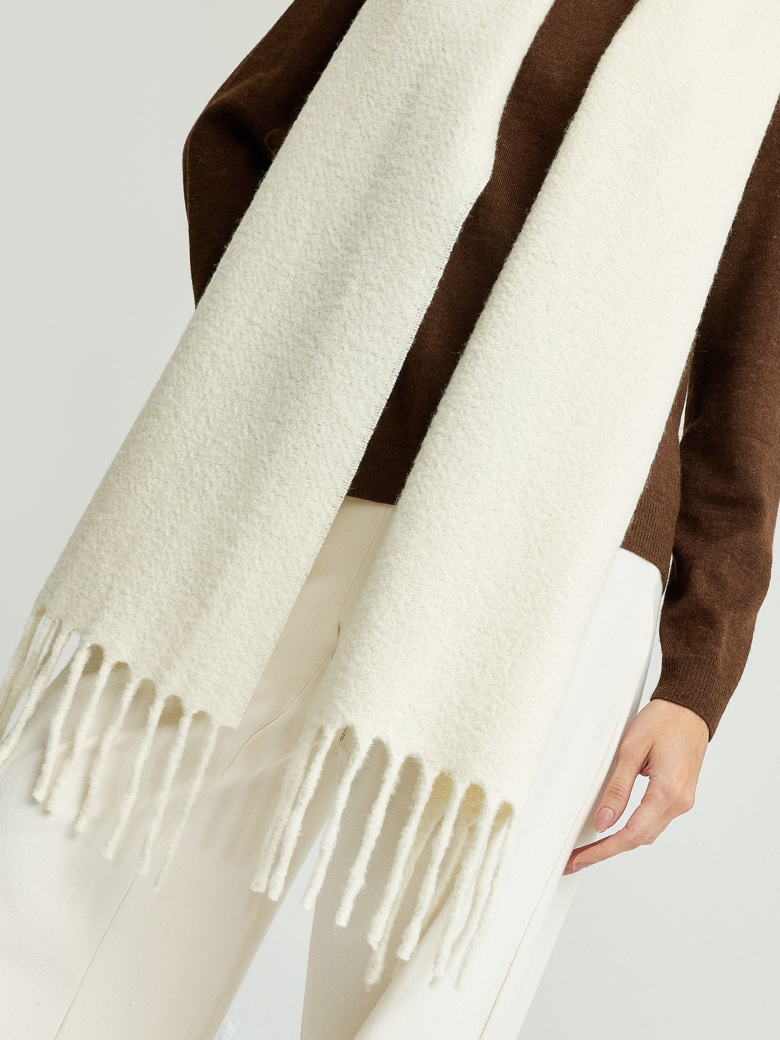 Yamileth Scarf Baby Alpaca & Wool Color Ecru