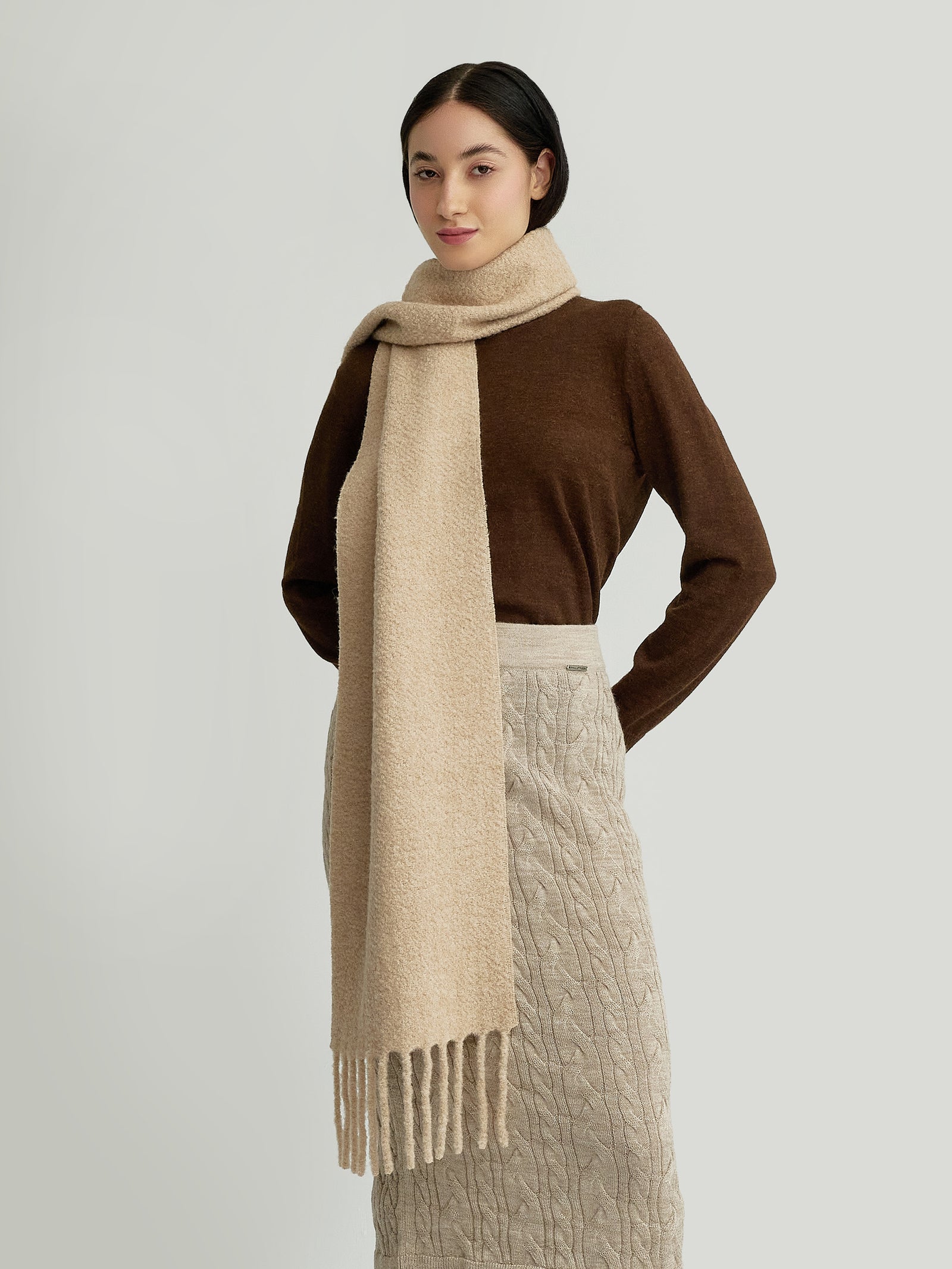 Yamileth Scarf Baby Alpaca & Wool Color Beige