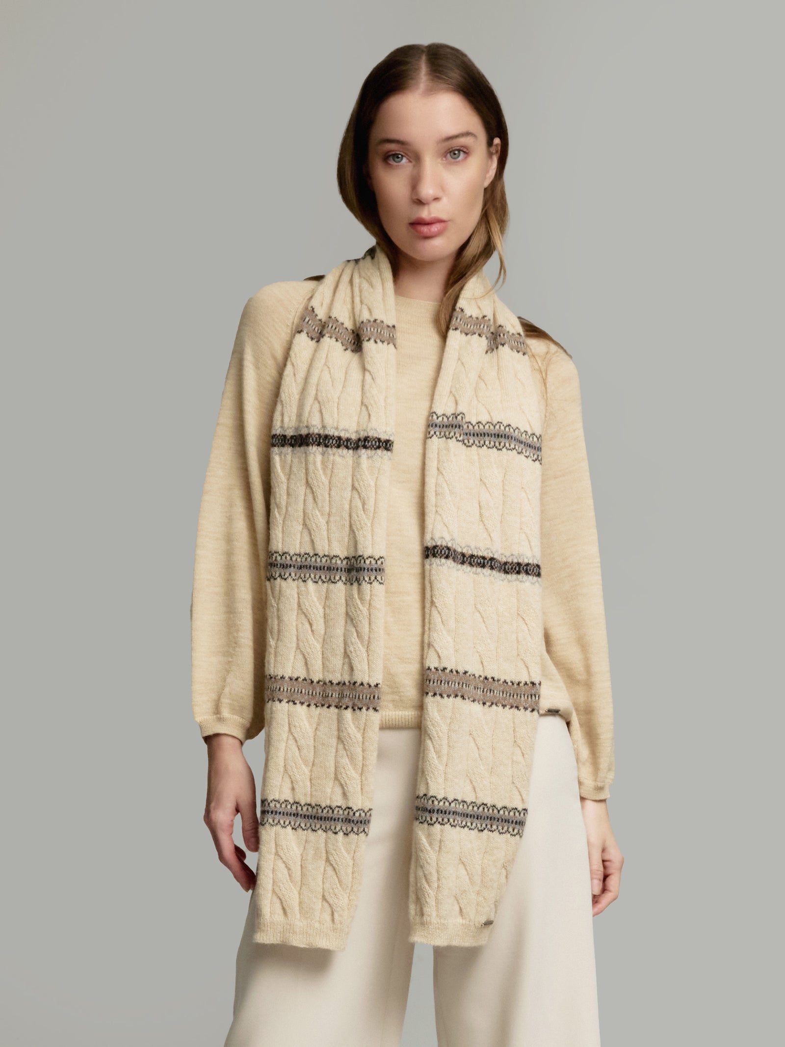 Bufanda Yoke Bufanda de Baby Alpaca Color Beige