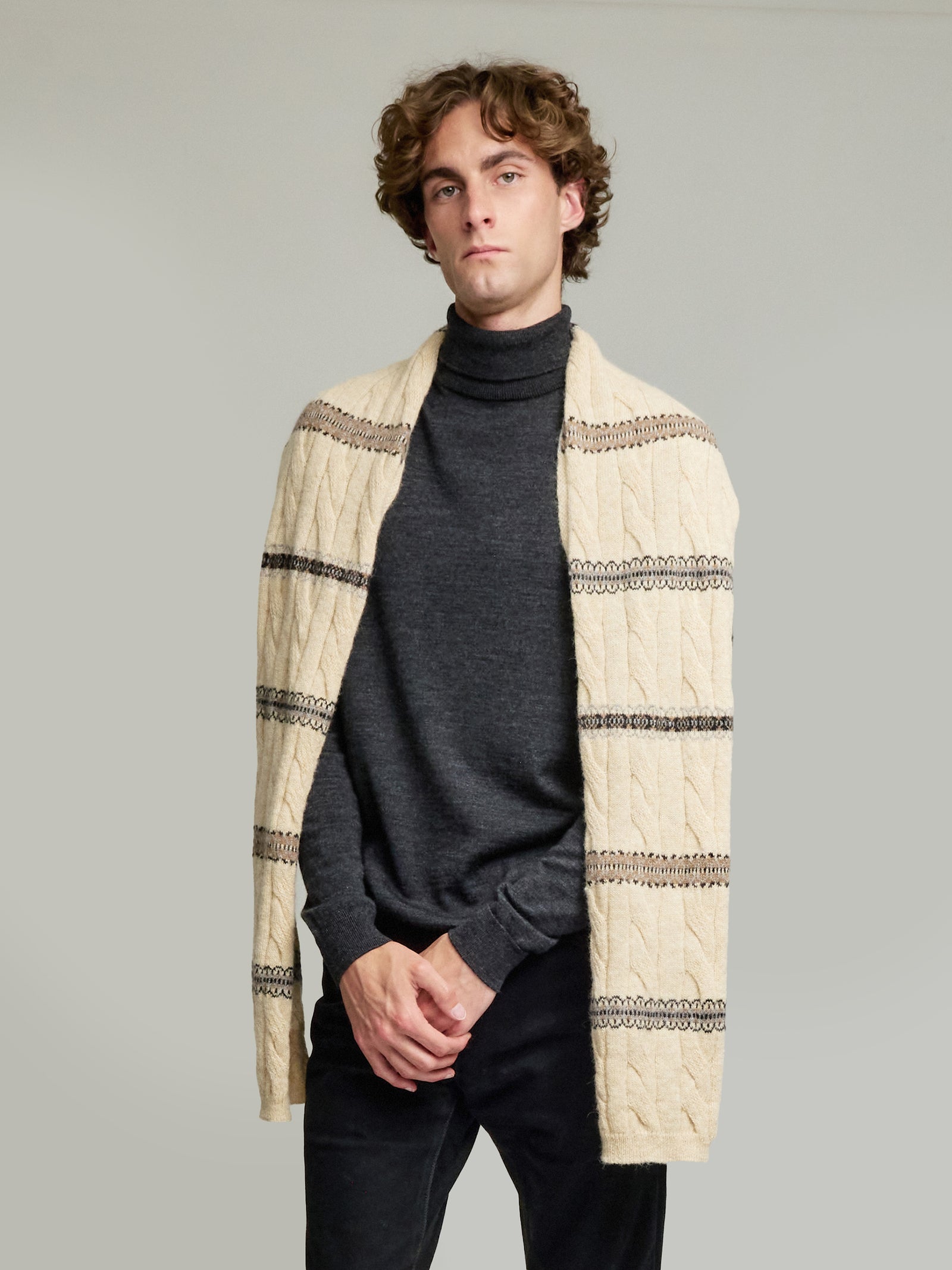 Bufanda Yoke Bufanda de Baby Alpaca Color Beige