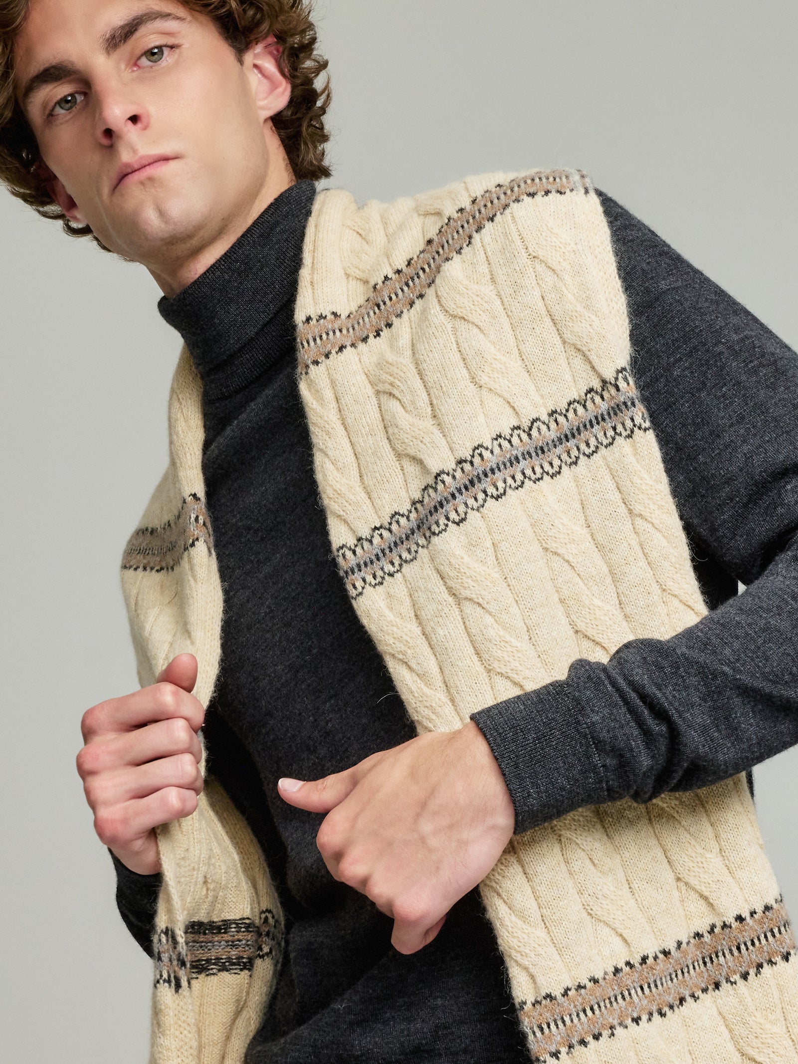 Bufanda Yoke Bufanda de Baby Alpaca Color Beige