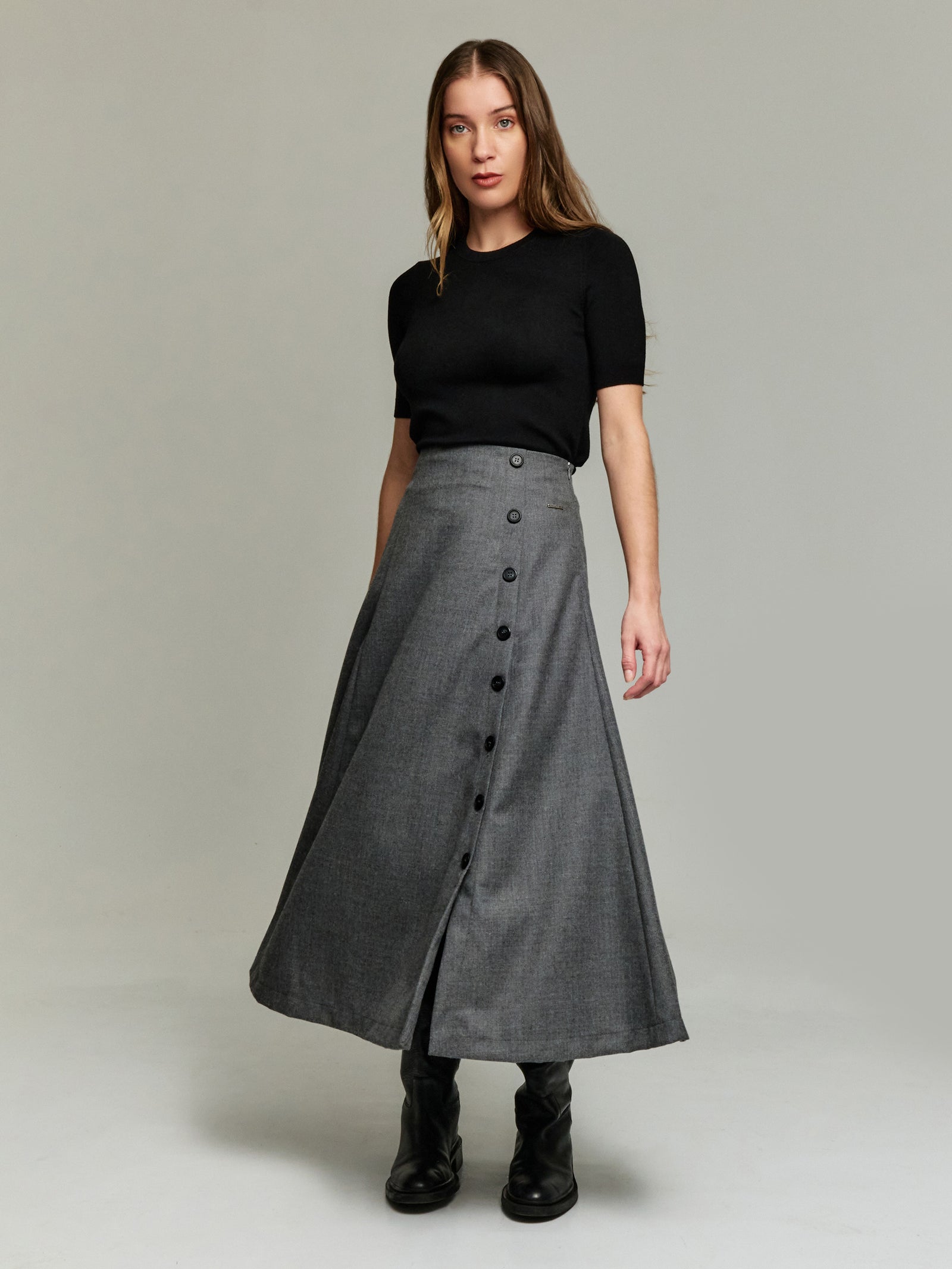 Falda Ysidro de lana color gris