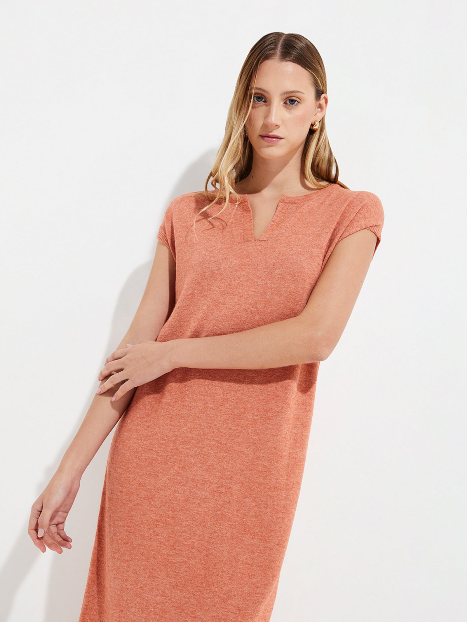 Uresti Vestido de algodón color naranja