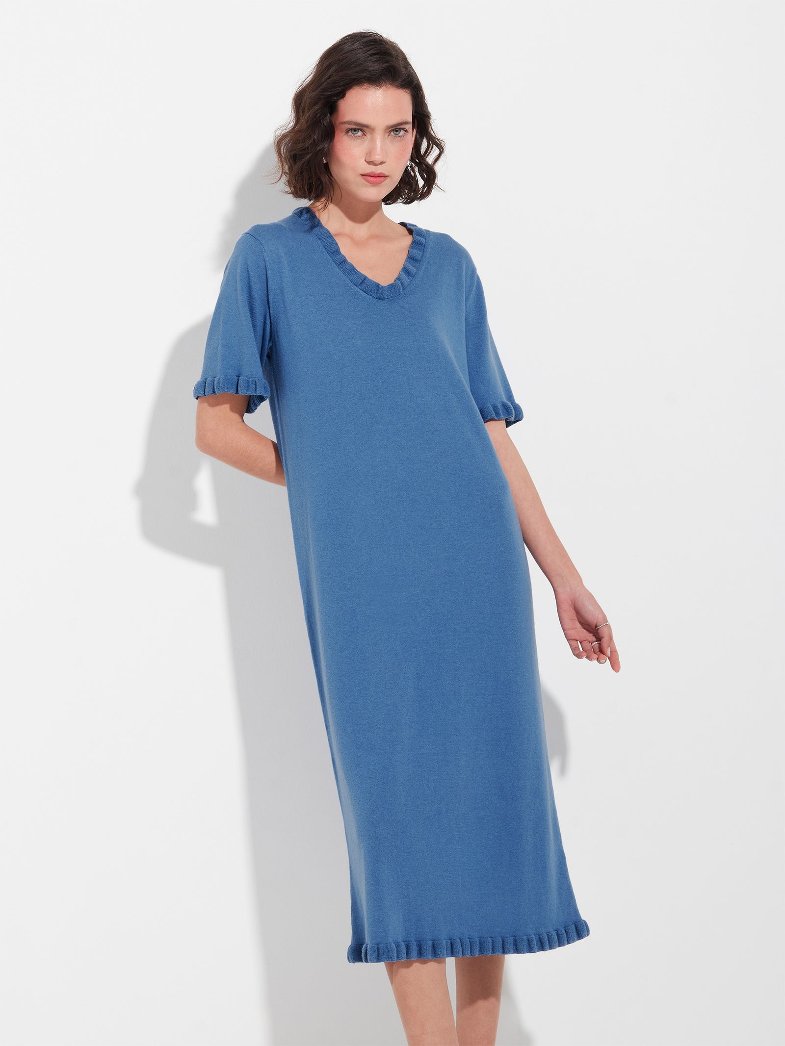 Vestido Zabrina de algodón color azul
