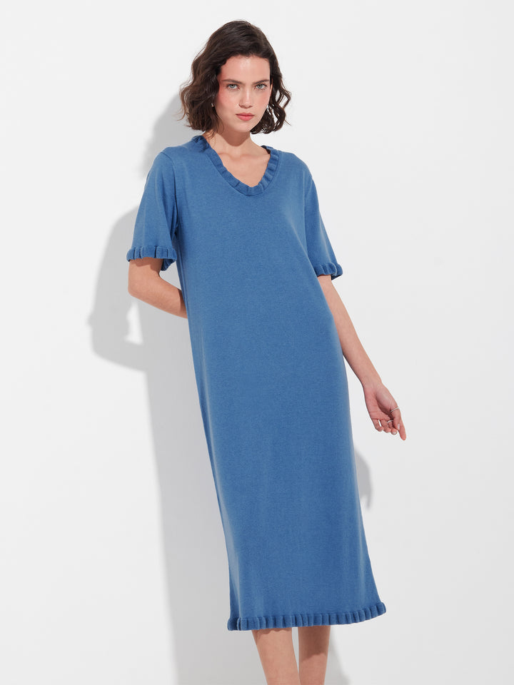 Vestido Zabrina de algodón color azul
