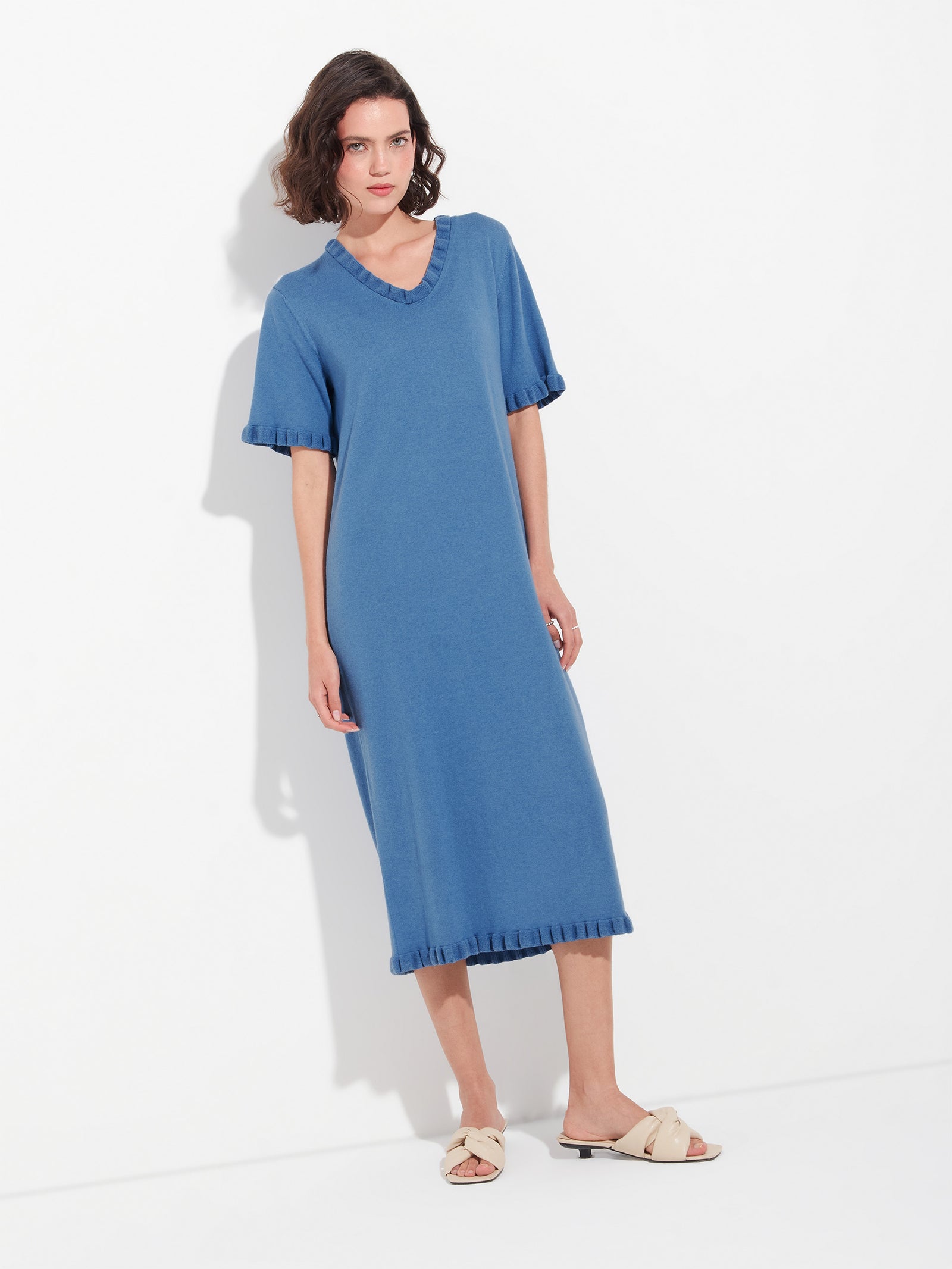 Vestido Zabrina de algodón color azul