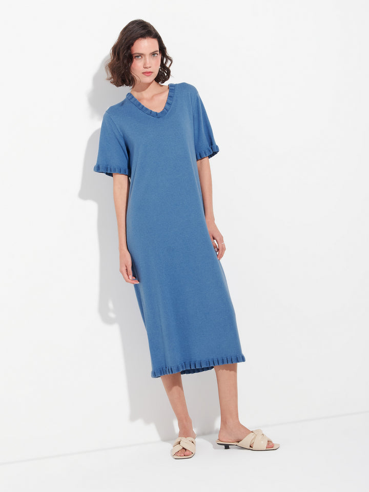 Vestido Zabrina de algodón color azul