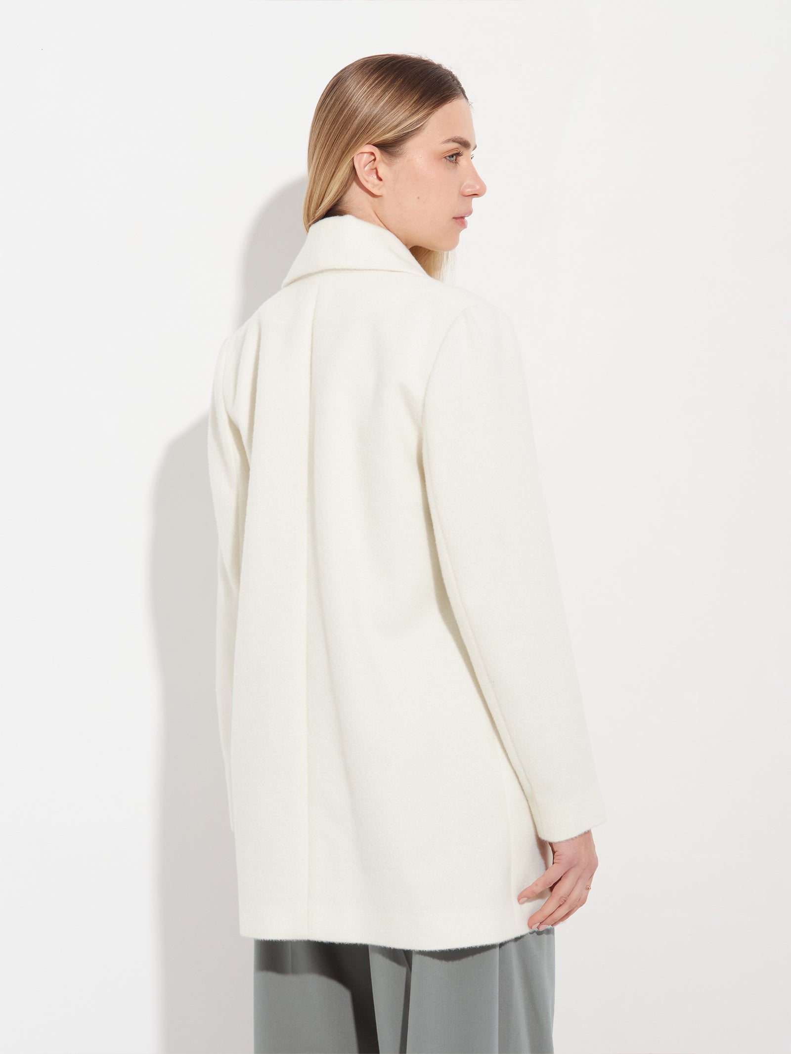 Short Swing Coat Baby Alpaca Color Ecru