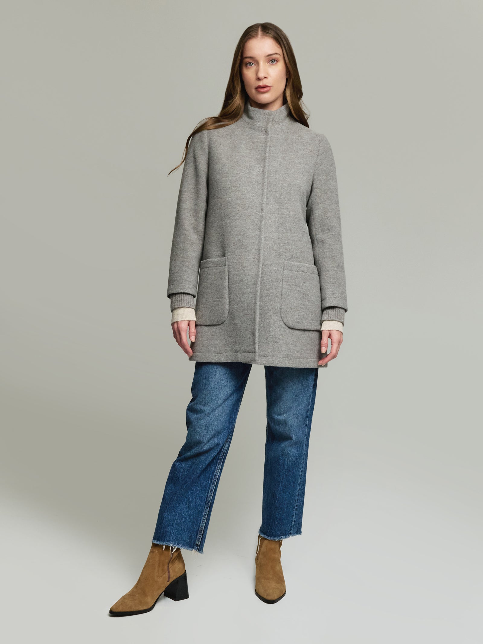 Ynes Coat Bebé Alpaca & Lana Color Gris