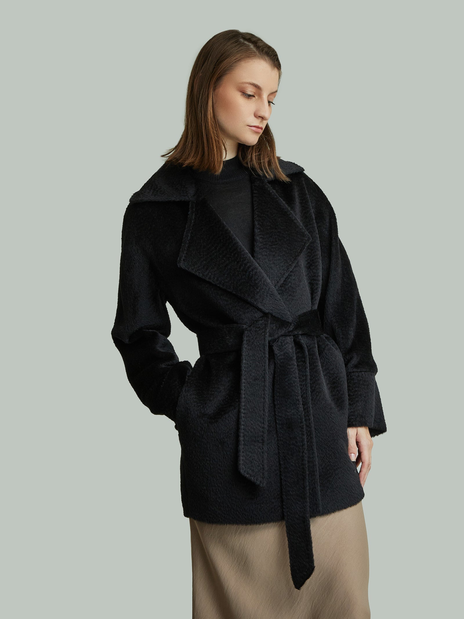 Yupiter Coat Baby Suri Alpaca Color Black