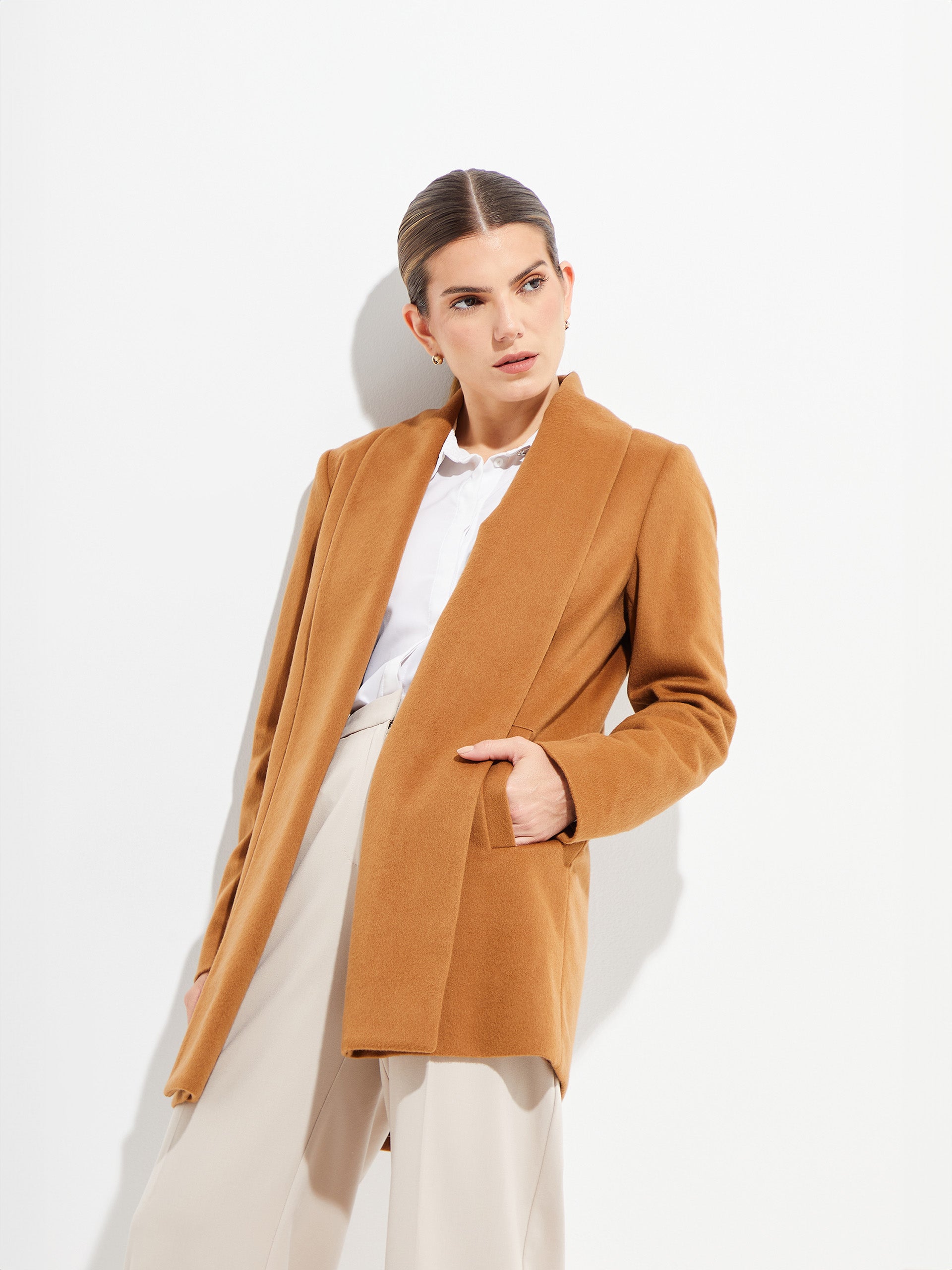 Short Swing Coat Vicuña Color Camel - Main Image