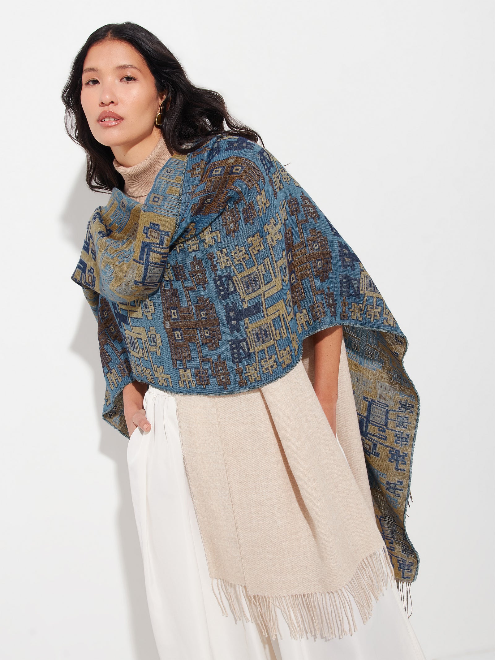 Nazca - Chal de 52 Baby Alpaca Color Azul