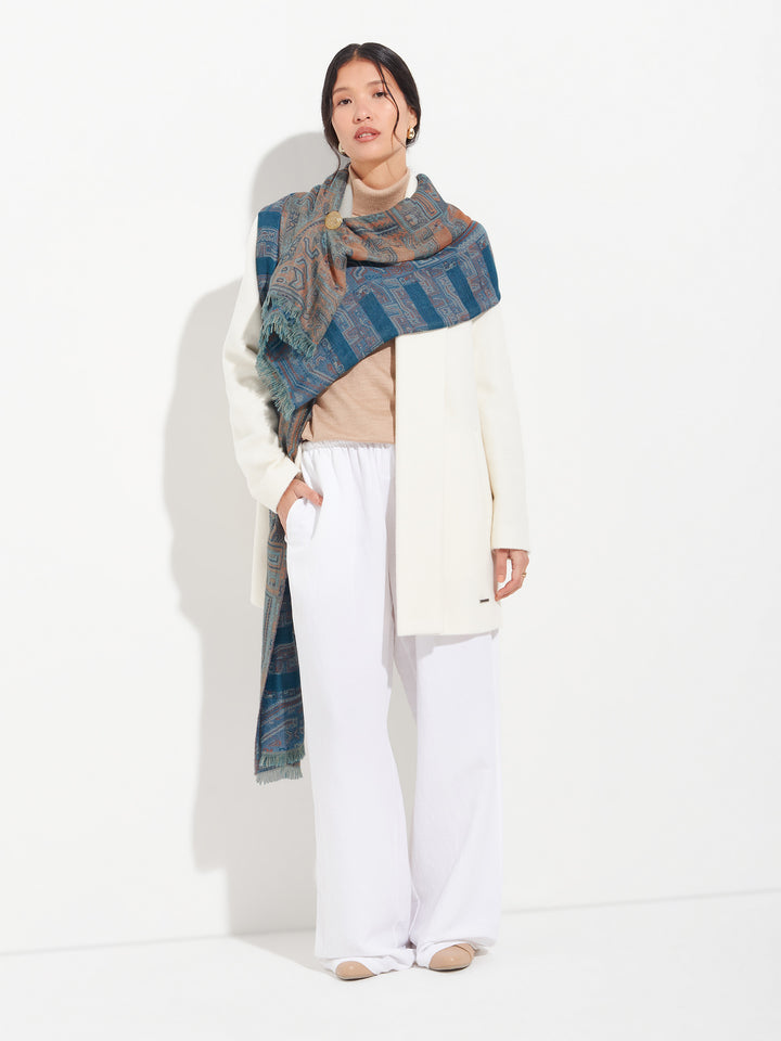 Paracas - 19 Shawl Royal Alpaca And Silk Color Blue