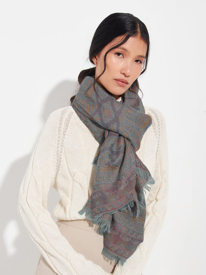 Lambayeque - 8 Shawl Royal Alpaca And Silk Color Blue