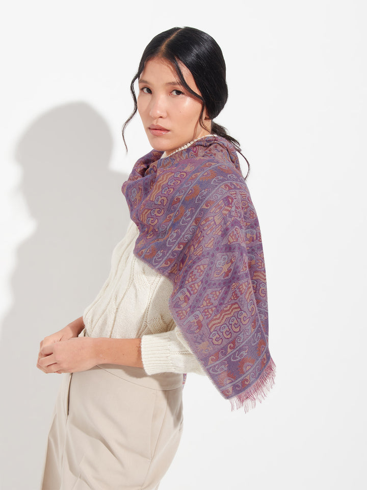 Lambayeque - 8 Shawl Royal Alpaca And Silk Color Red