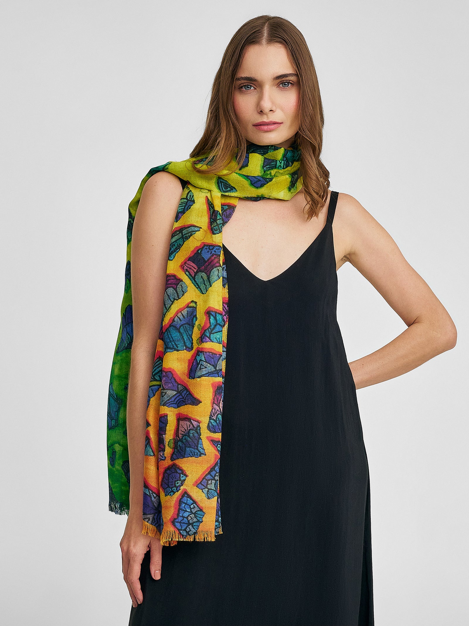 Chal Yang de alpaca bebé y seda multicolor