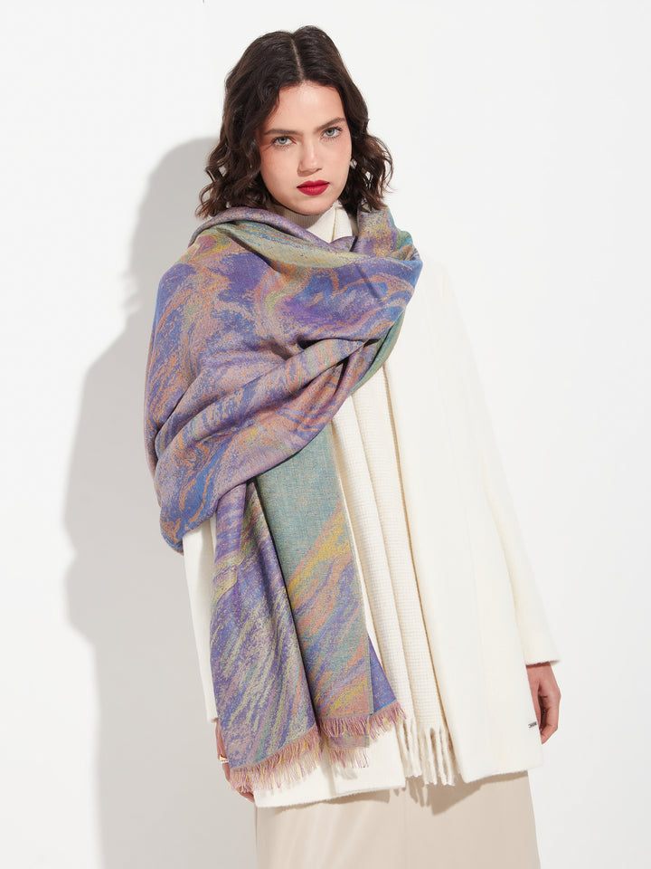 Chal Capilla De Mármol De Alpaca Royal Y Seda Color Multicolor