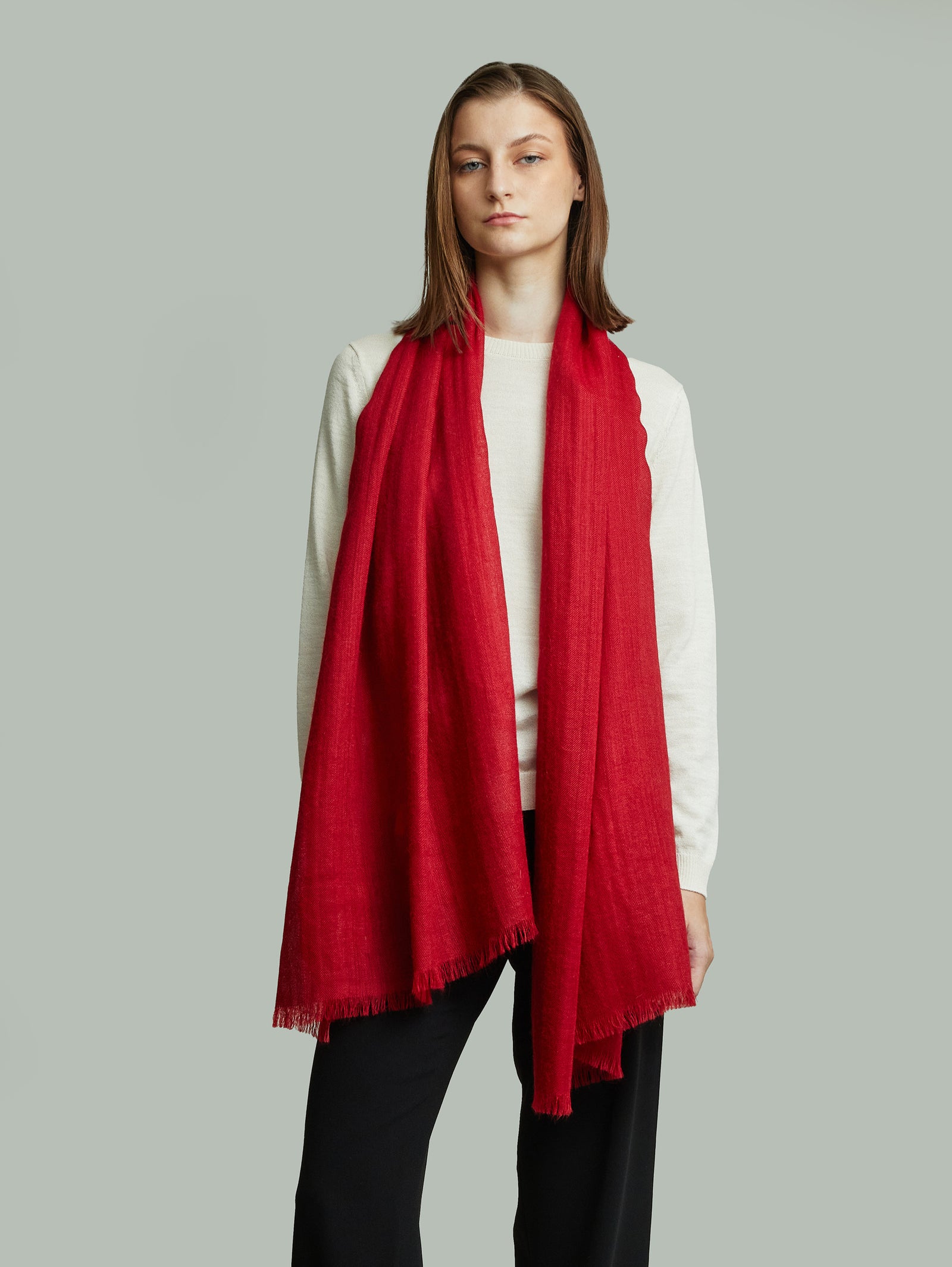 Estola Amareto De Baby Alpaca Color Scarlett