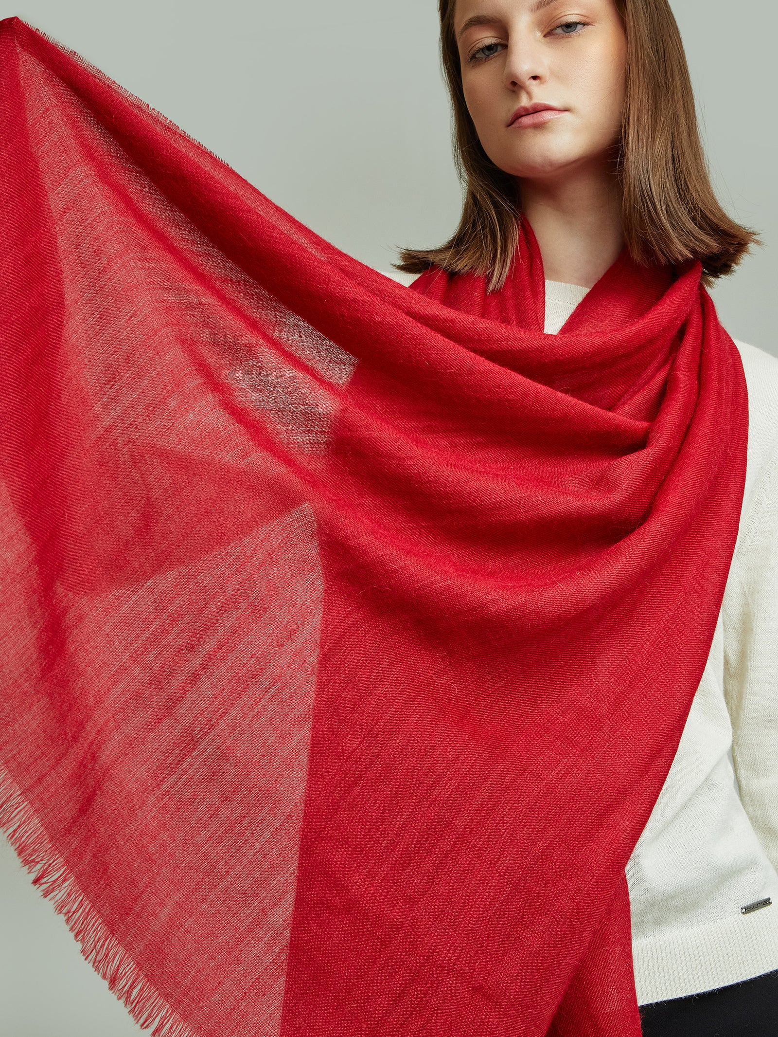 Estola Amareto De Baby Alpaca Color Scarlett