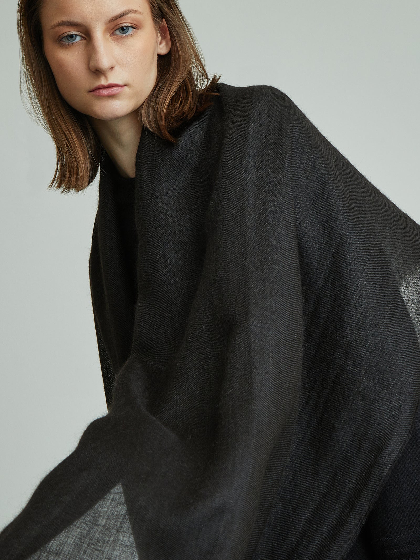 Breeze Shawl Baby Alpaca Black Color Black
