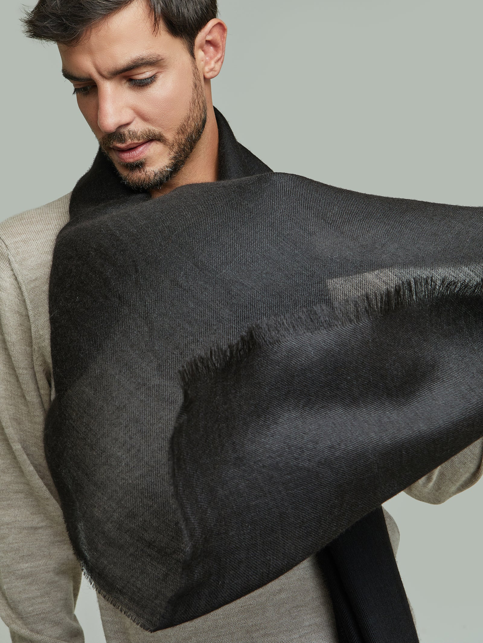 Breeze Shawl Baby Alpaca Black Color Black