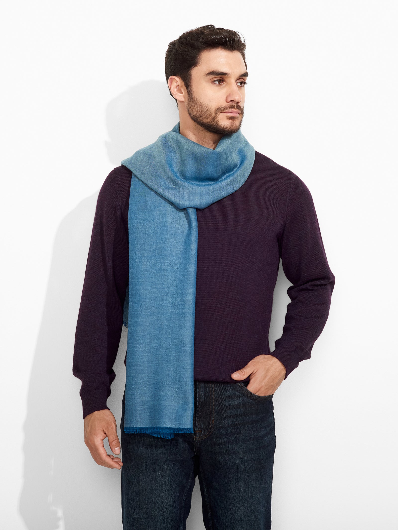 Zaina Shawl Baby Alpaca Color Azul Claro