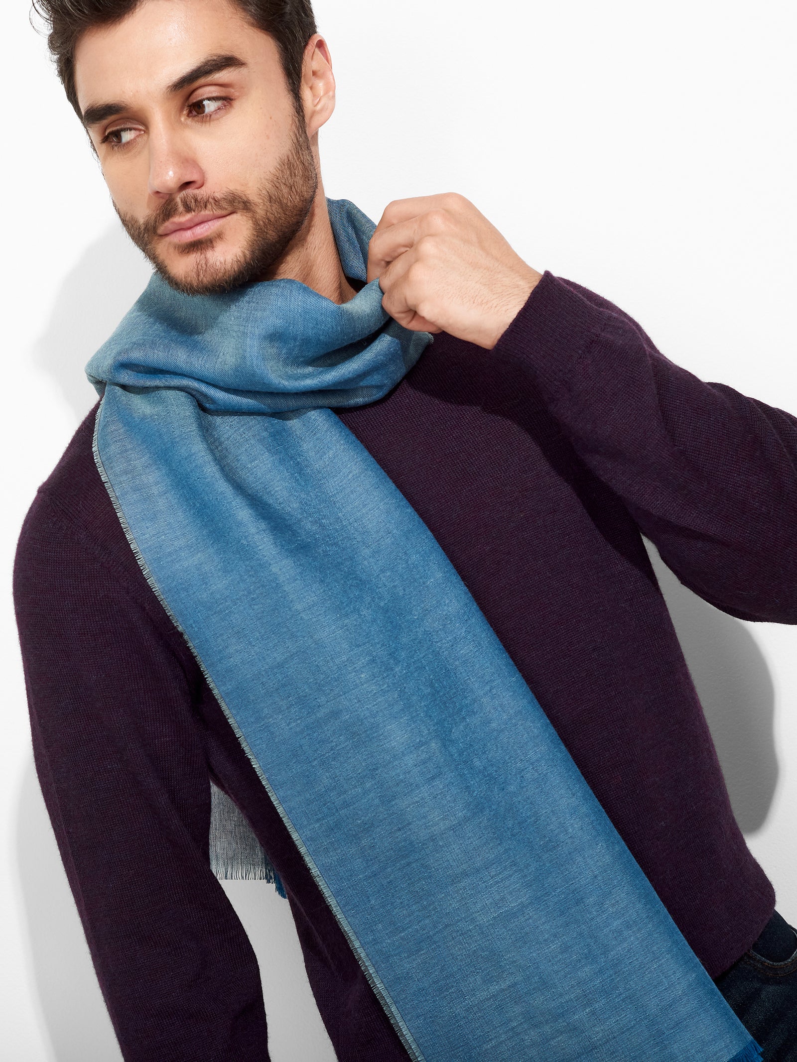 Zaina Shawl Baby Alpaca Color Azul Claro
