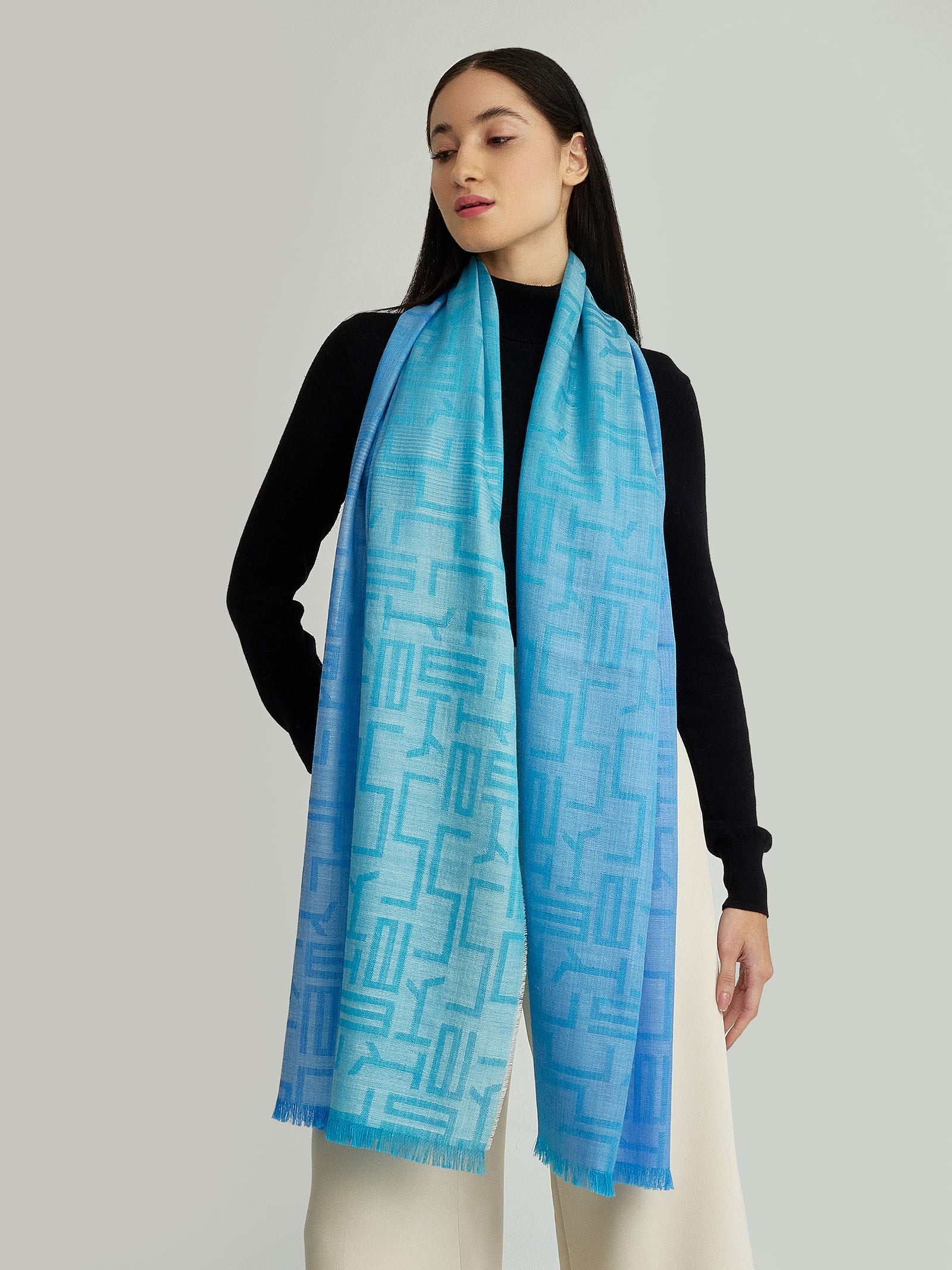 Wasser Shawl Baby Alpaca Color Blue