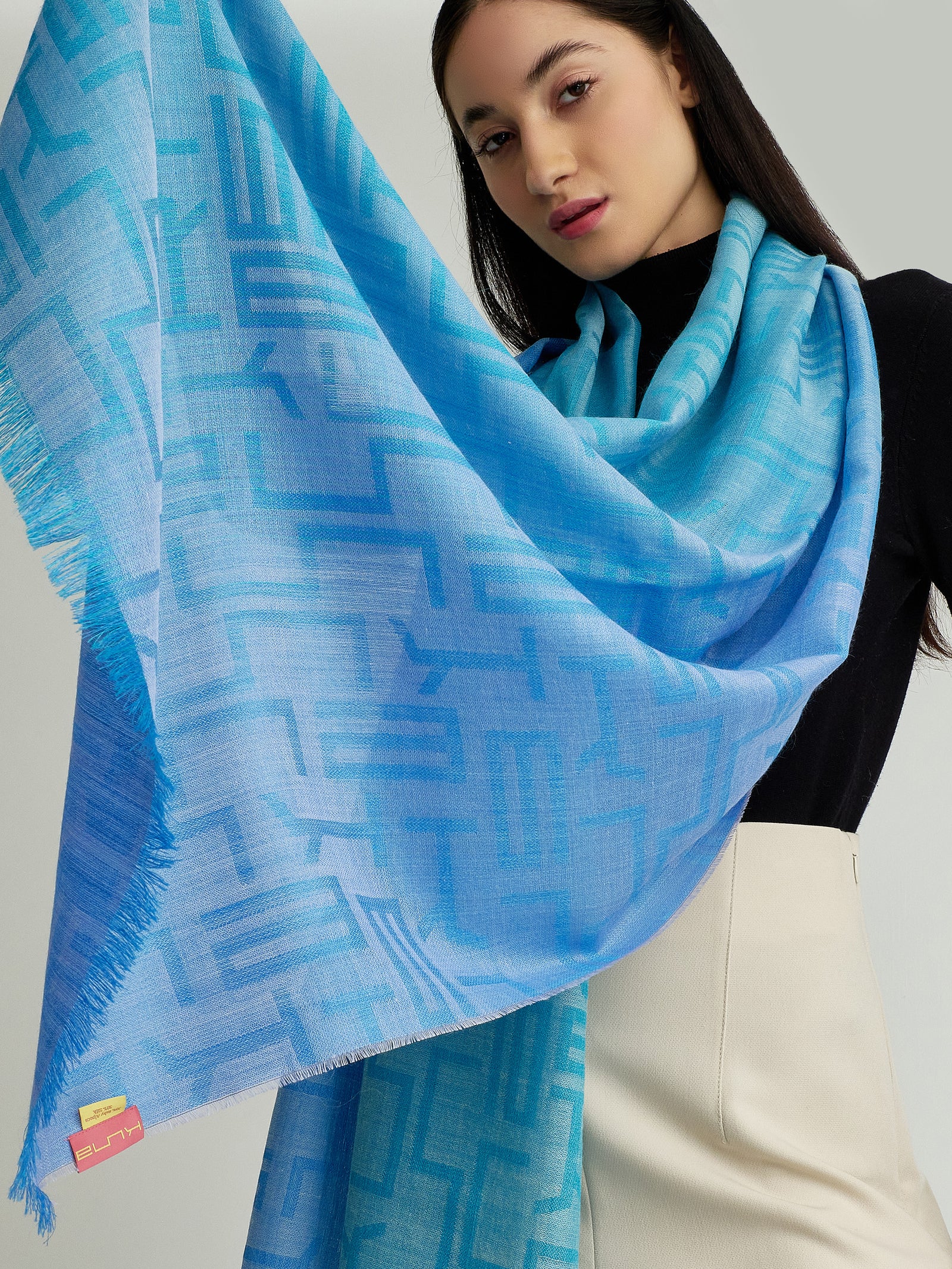 Wasser Shawl Baby Alpaca Color Blue
