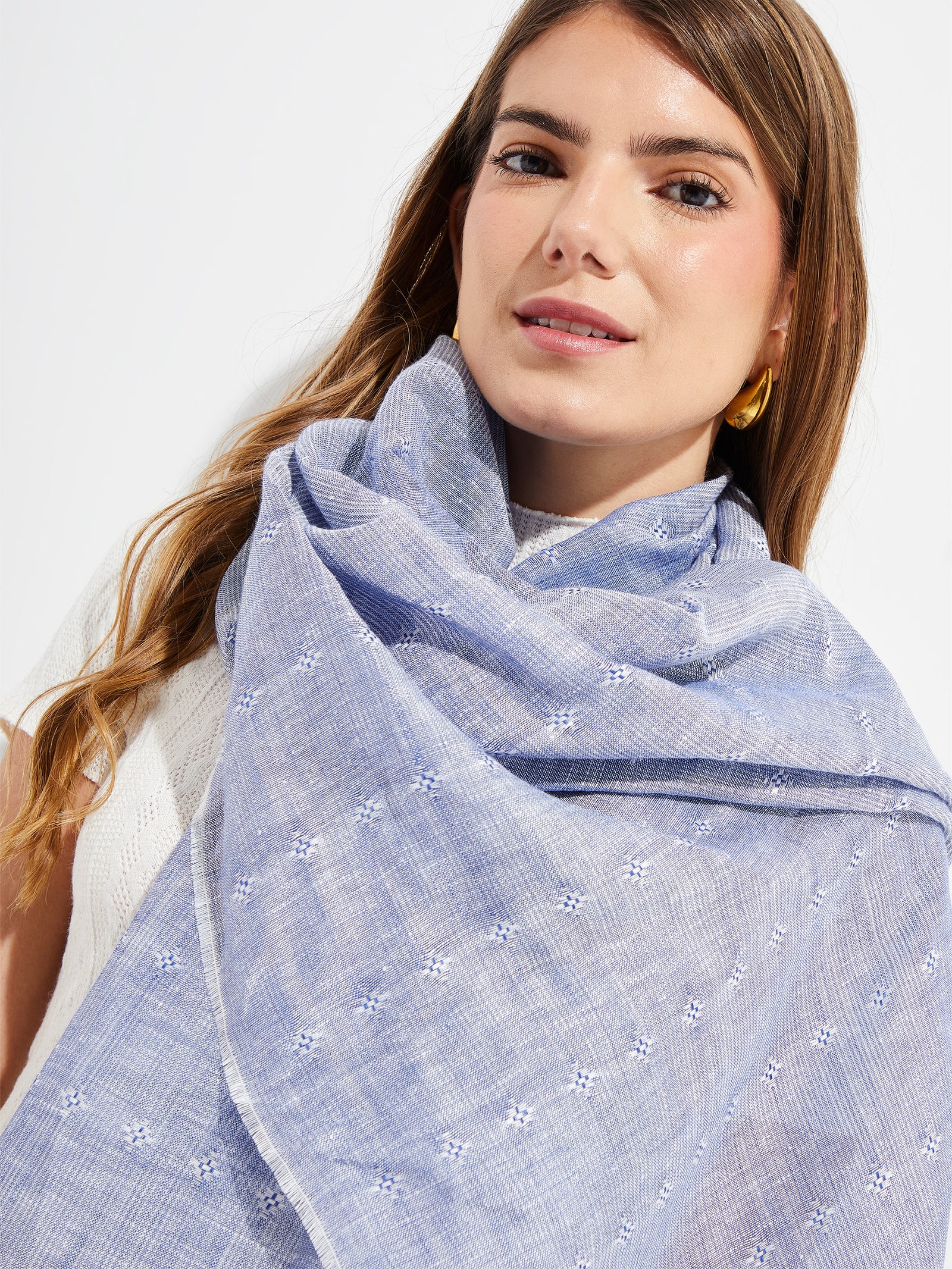 Yvory Shawl Linen Color Blue