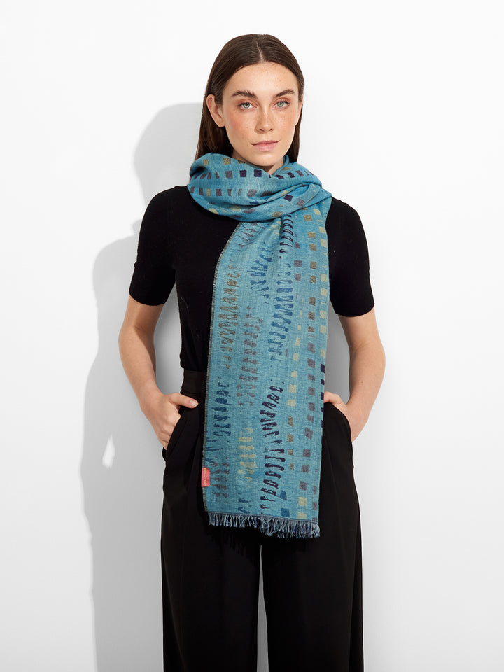 Zane Shawl Baby Alpaca Color Blue