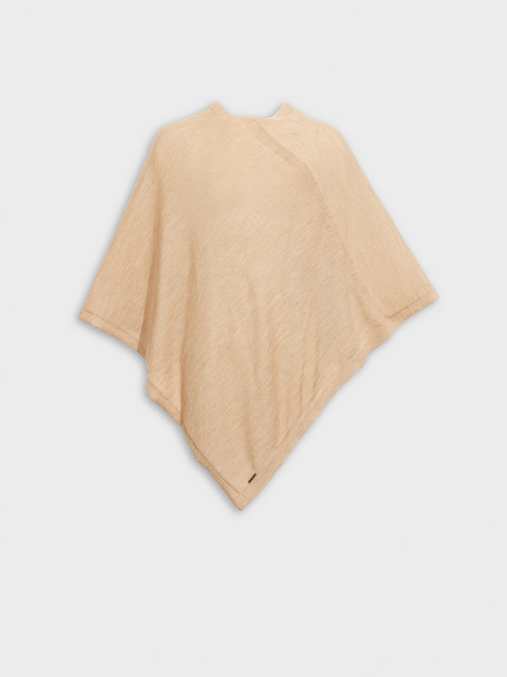 Poncho Almendra para bebé de alpaca en color beige
