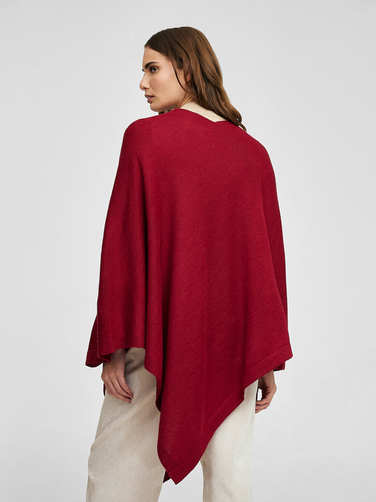 Poncho Almendra De Baby Alpaca Color Rumba